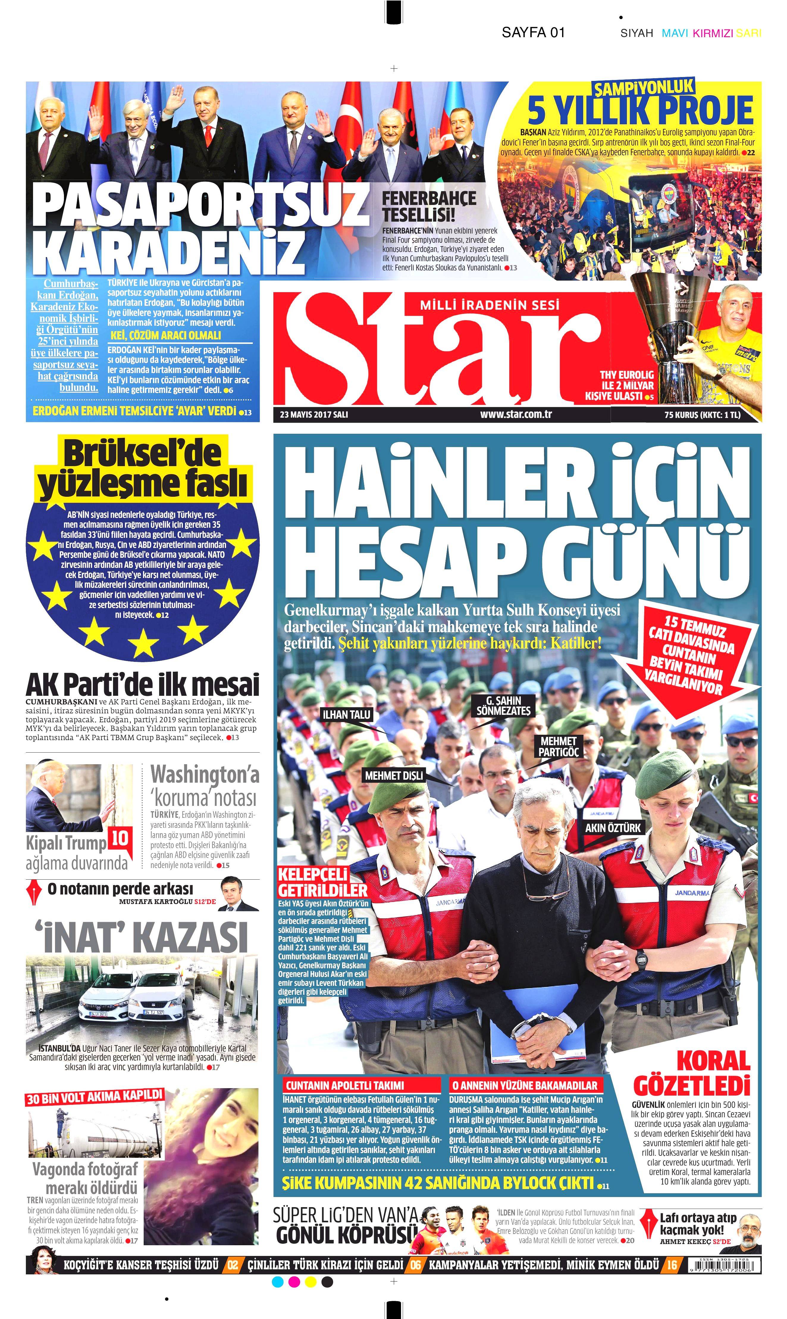 23 Mayıs 2017 Salı gazete manşetleri - 19
