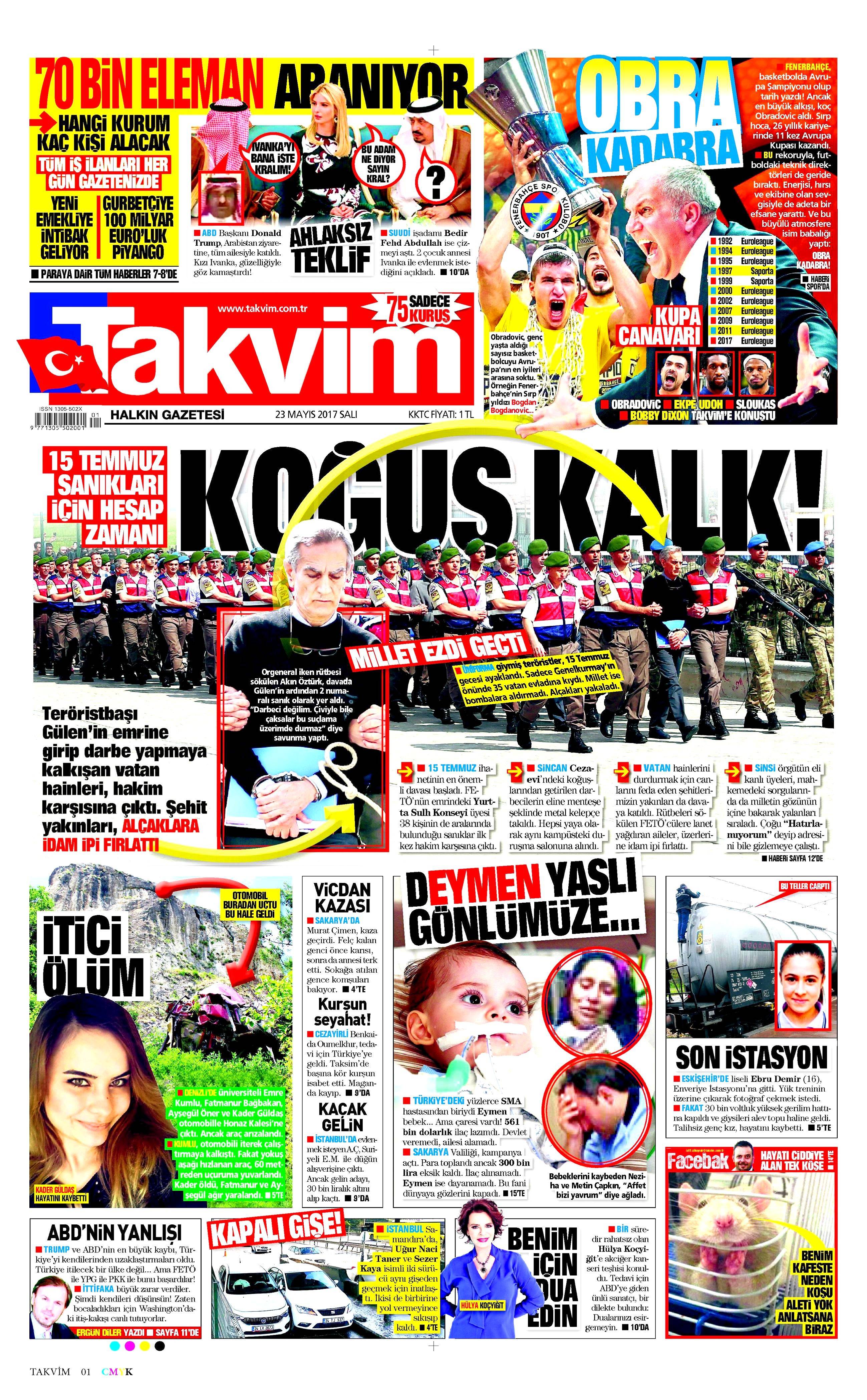 23 Mayıs 2017 Salı gazete manşetleri - 21