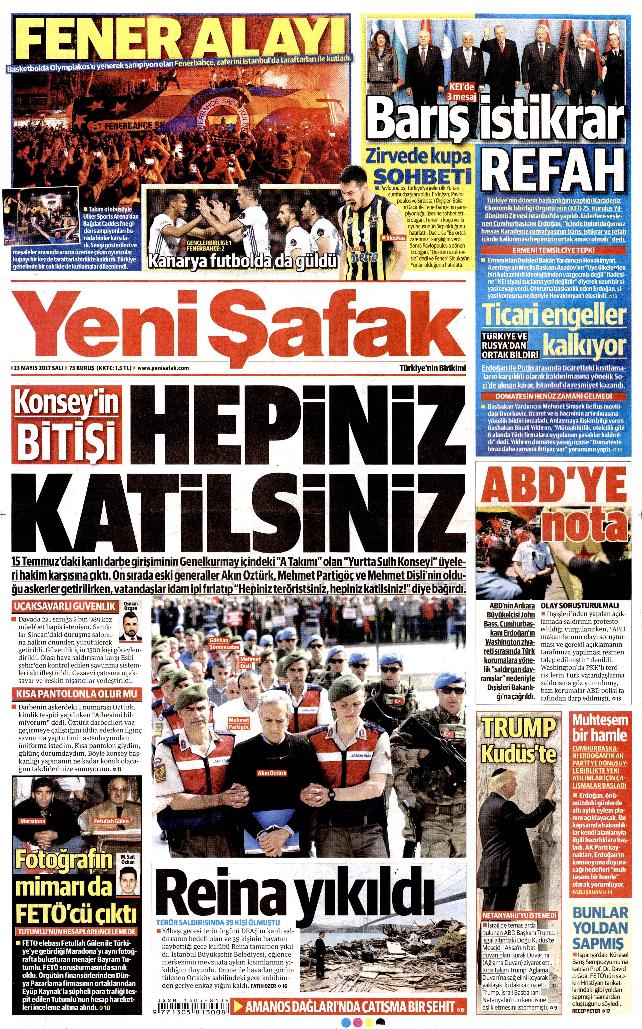 23 Mayıs 2017 Salı gazete manşetleri - 29