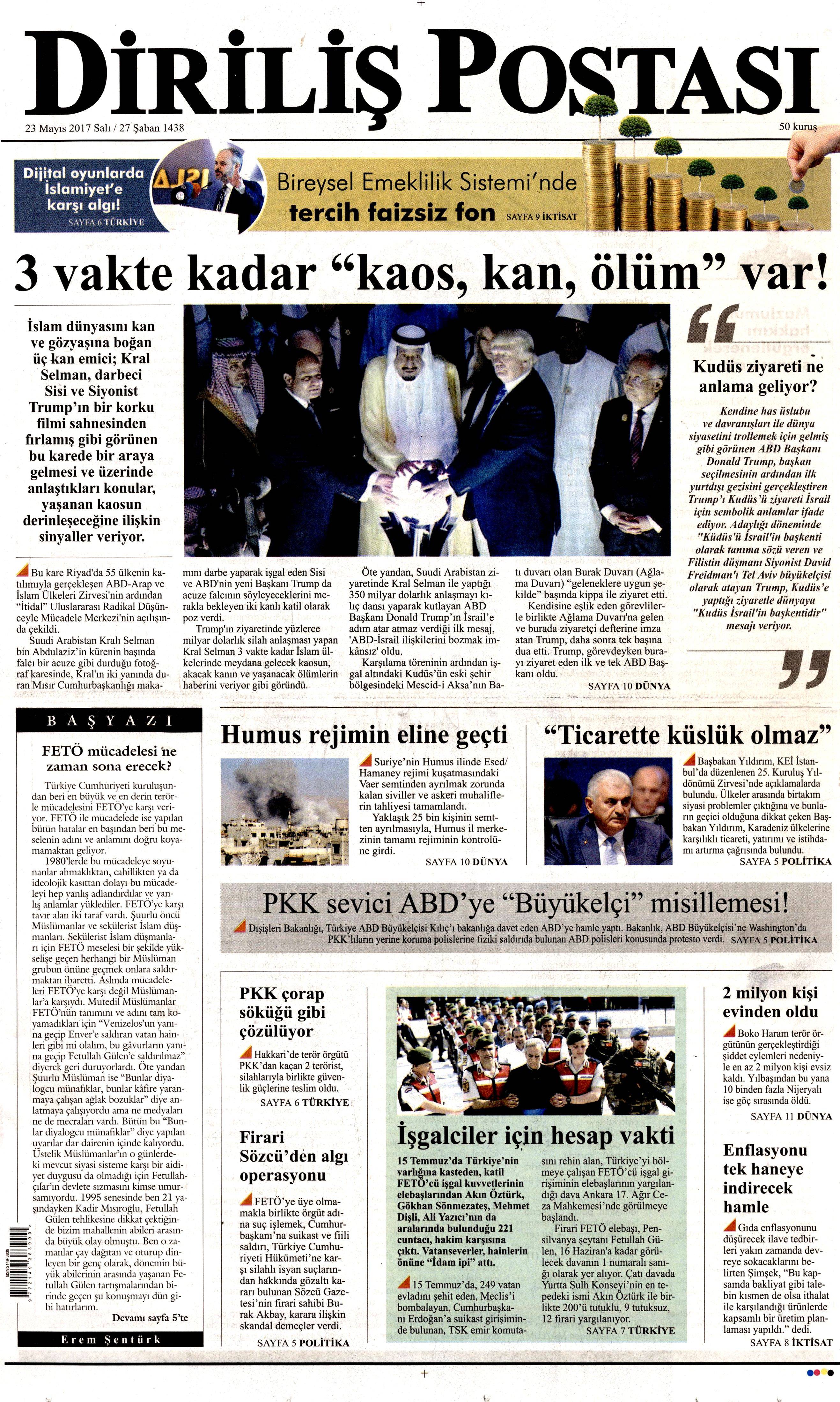 23 Mayıs 2017 Salı gazete manşetleri - 6