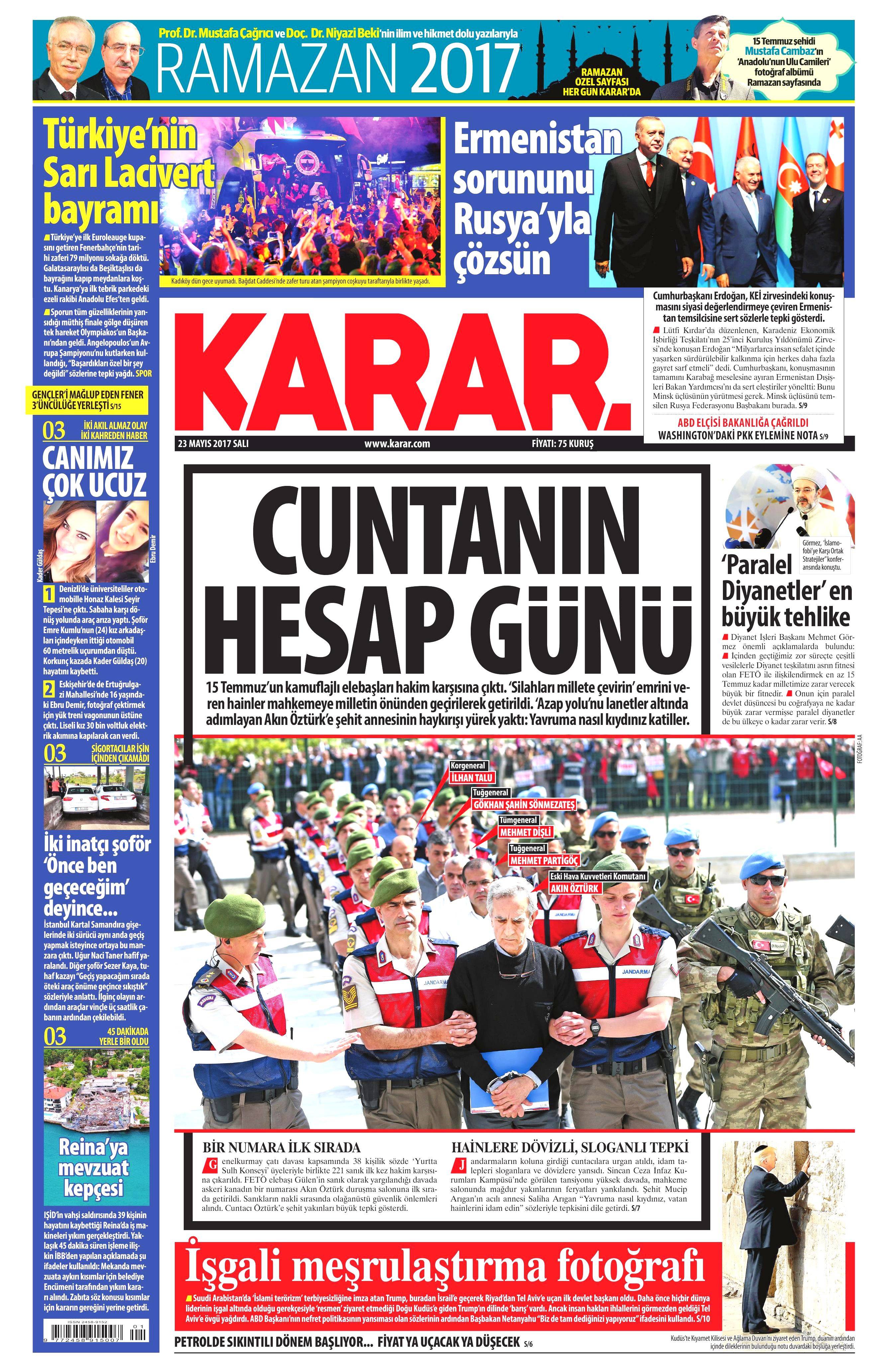 23 Mayıs 2017 Salı gazete manşetleri - 12