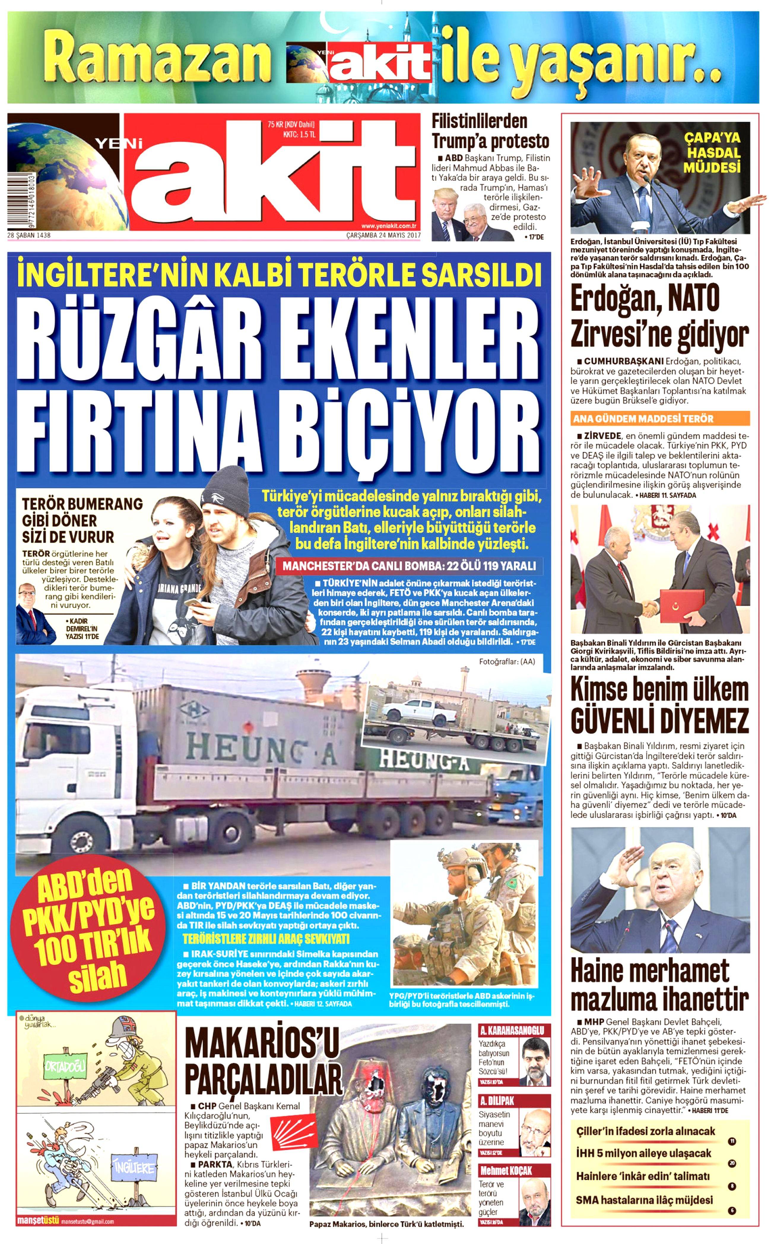 24 Mayıs 2017 Çarşamba gazete manşetleri - 2