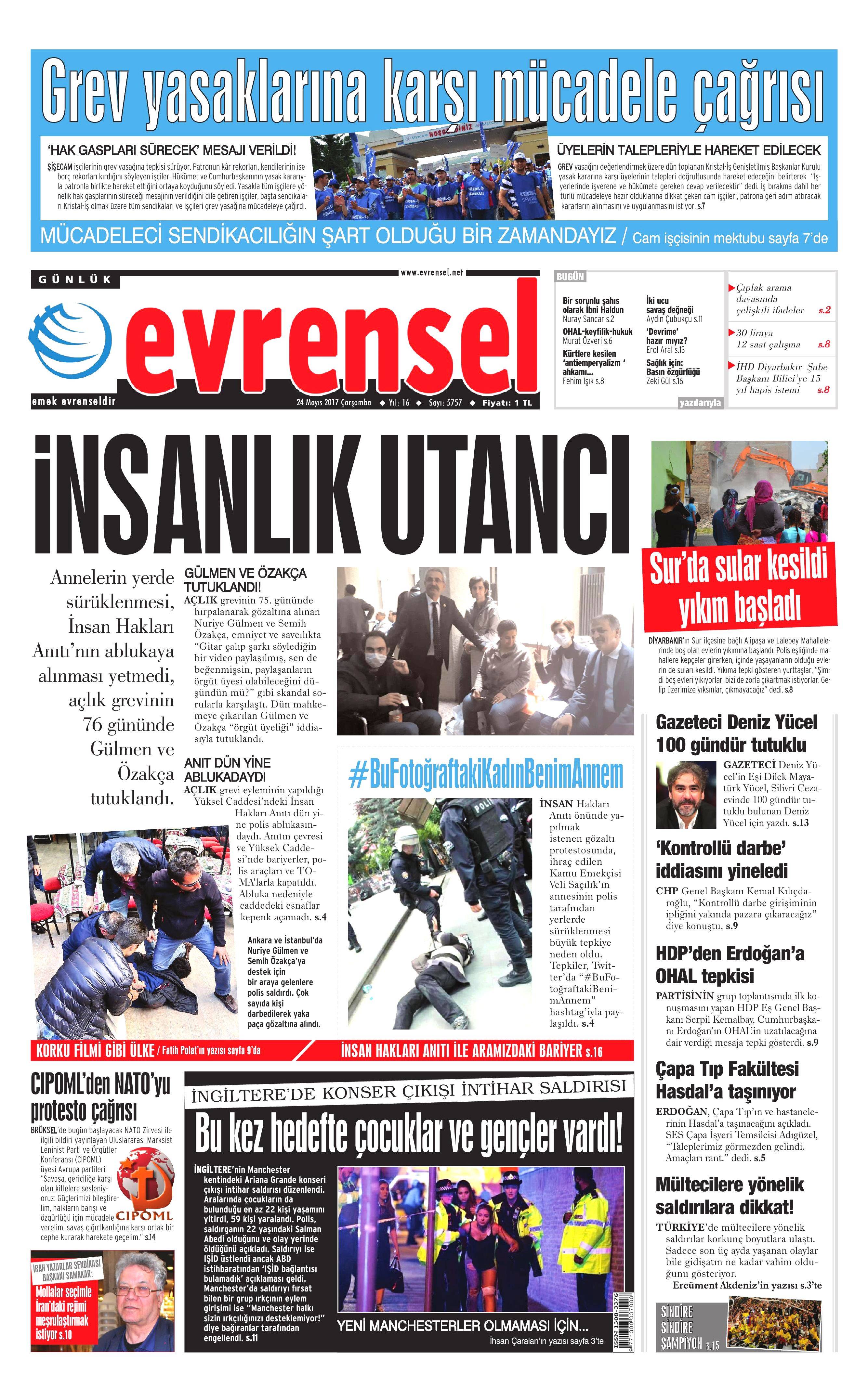 24 Mayıs 2017 Çarşamba gazete manşetleri - 7