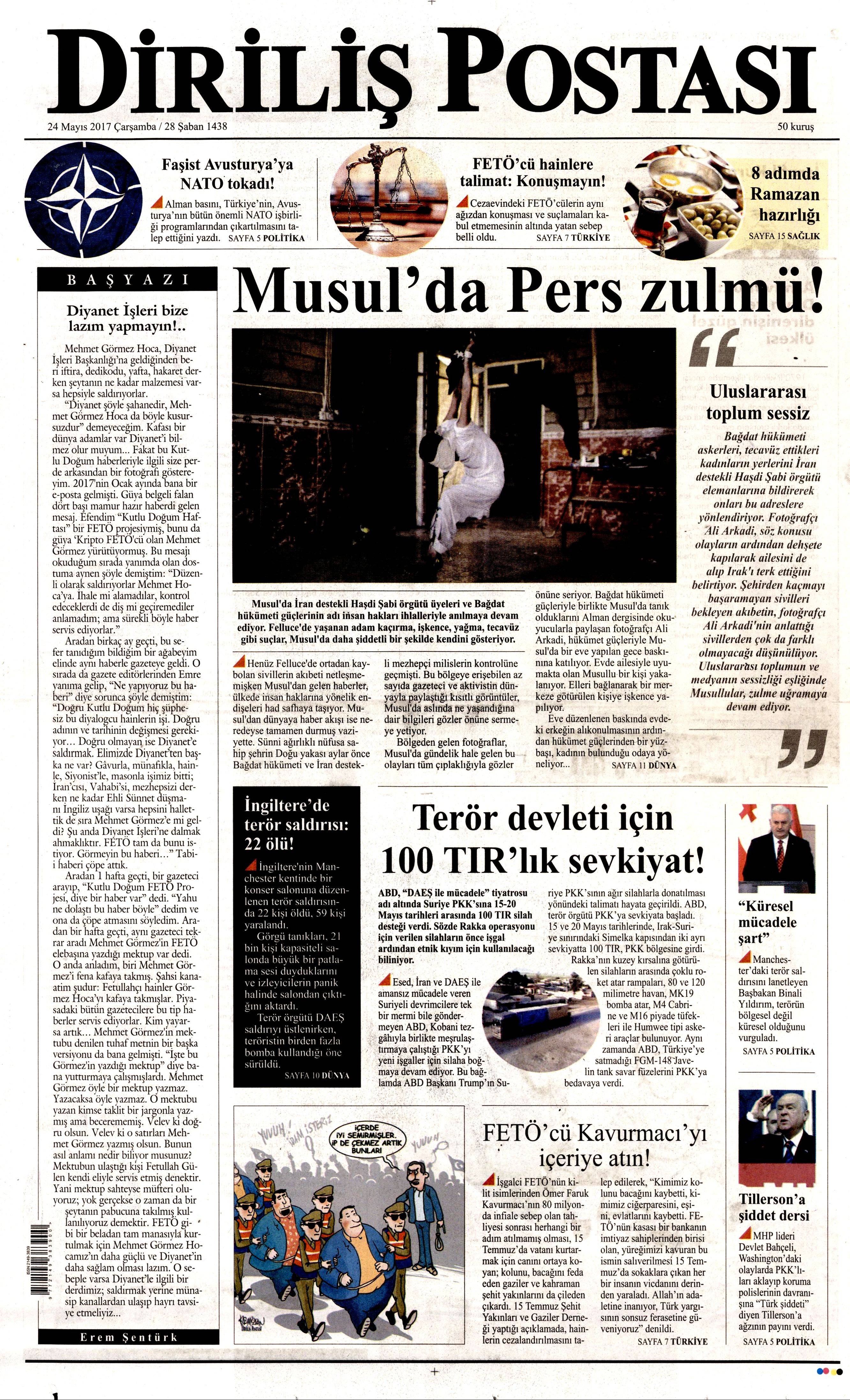 24 Mayıs 2017 Çarşamba gazete manşetleri - 6