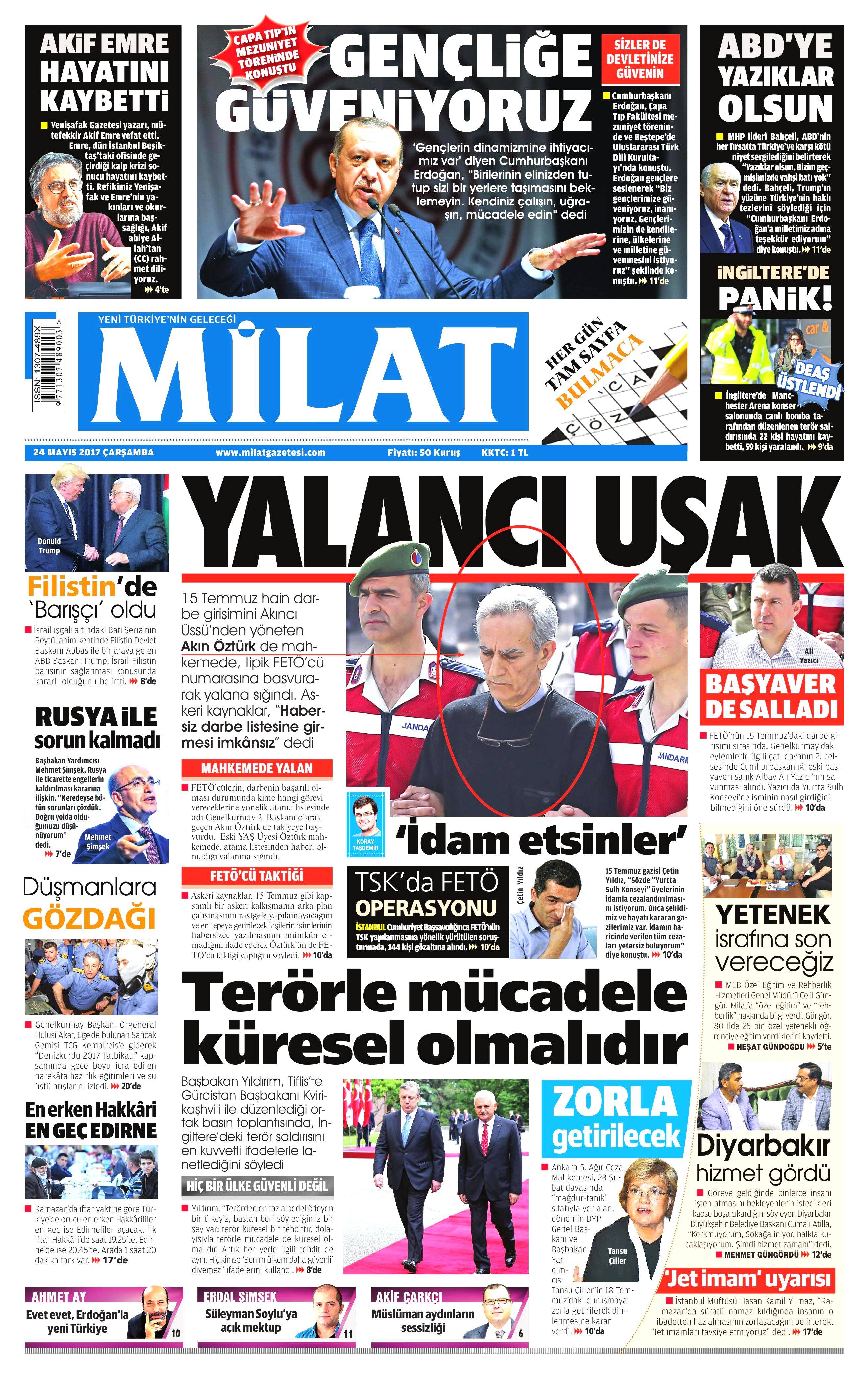 24 Mayıs 2017 Çarşamba gazete manşetleri - 13