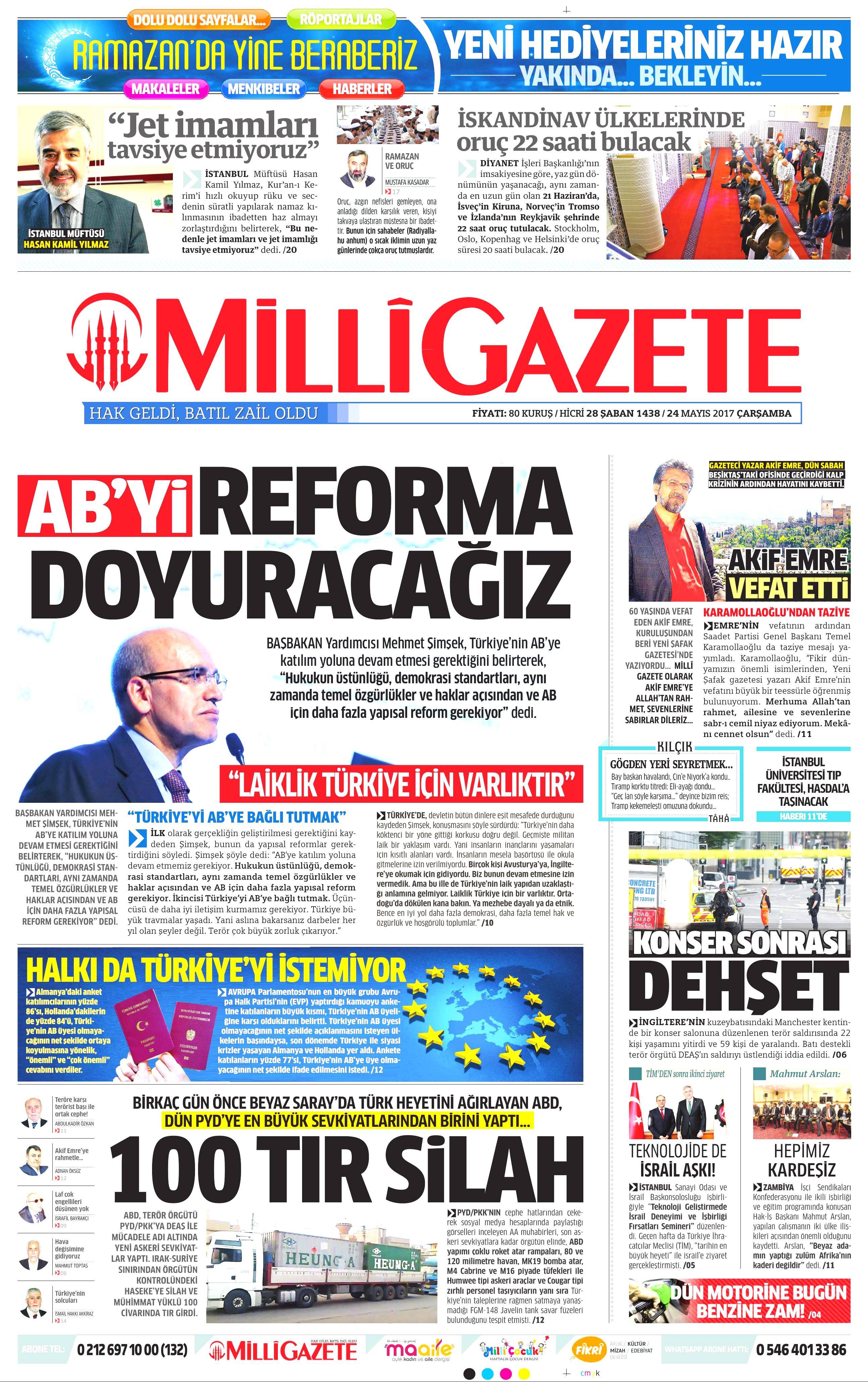 24 Mayıs 2017 Çarşamba gazete manşetleri - 14