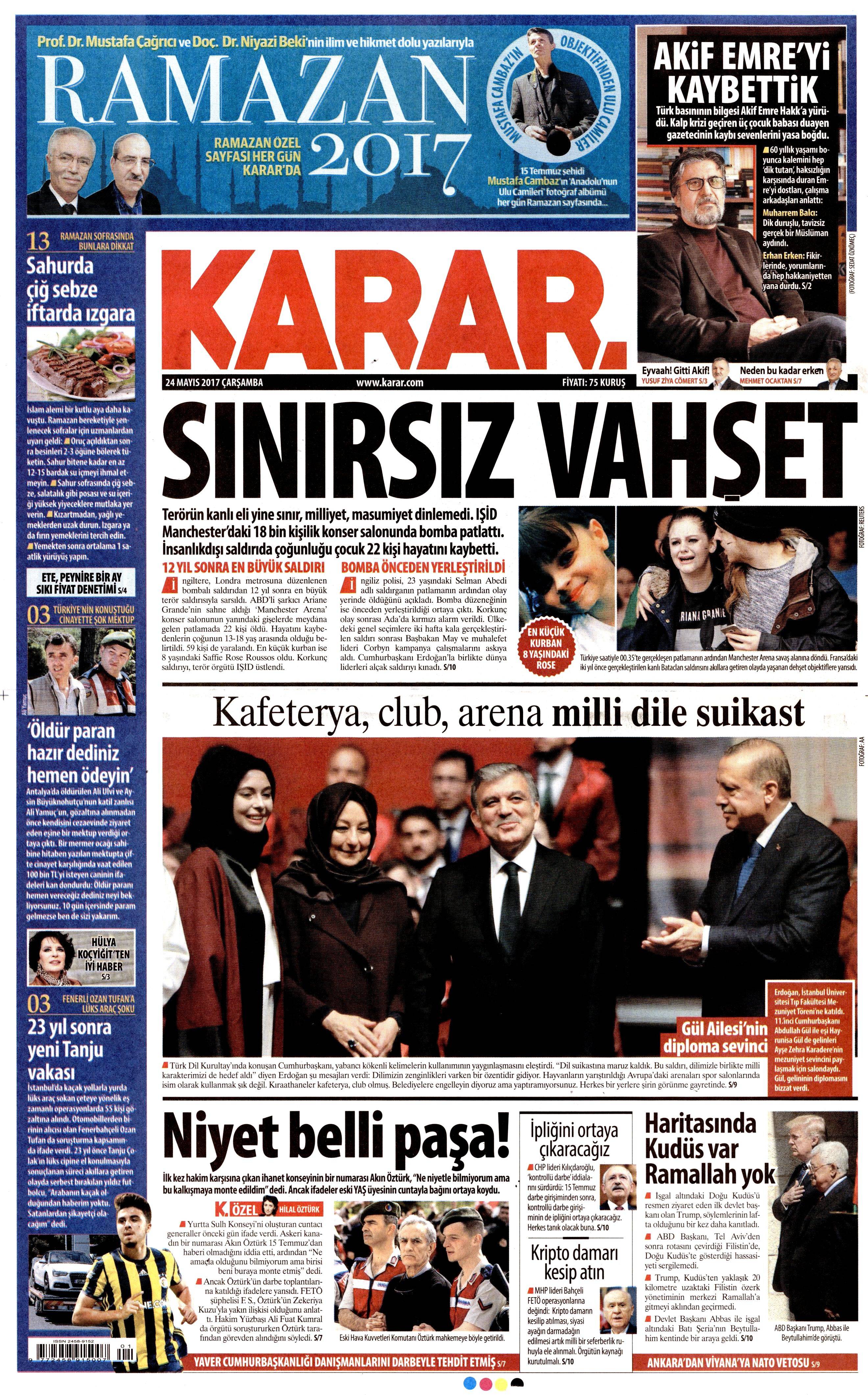 24 Mayıs 2017 Çarşamba gazete manşetleri - 12