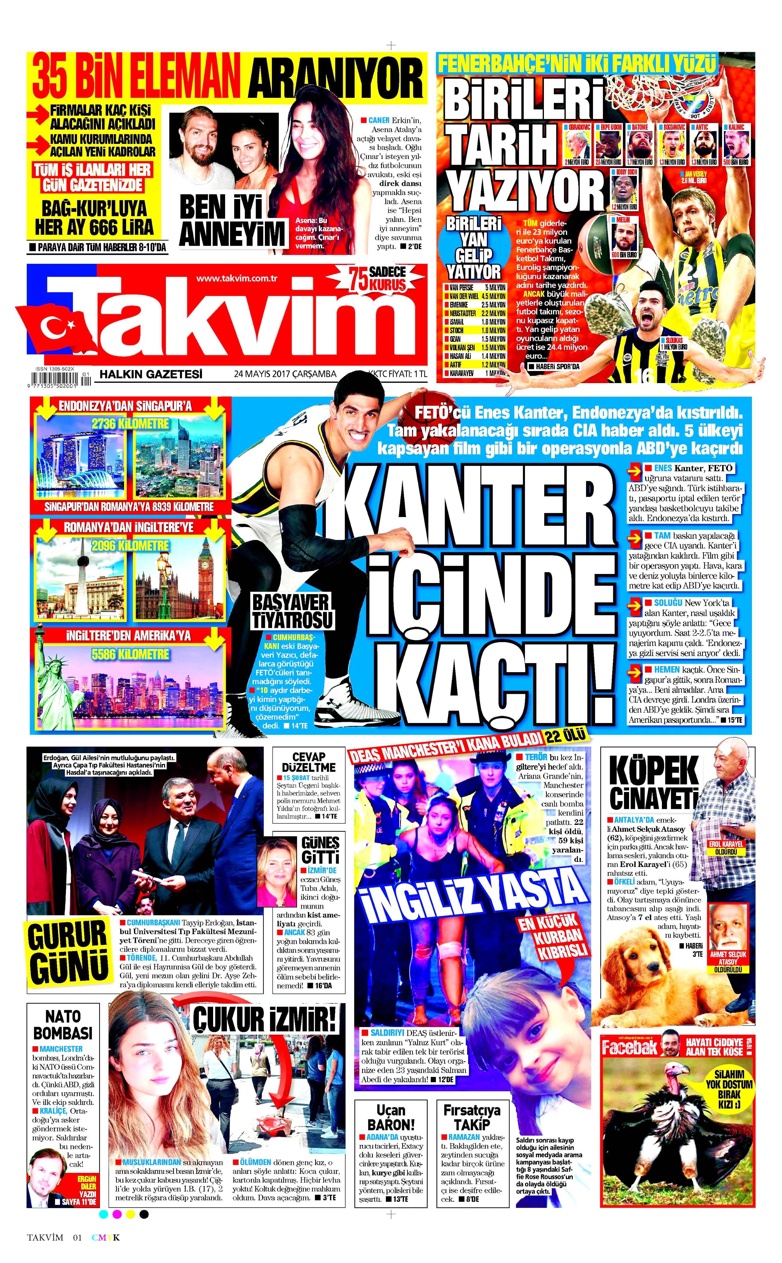 24 Mayıs 2017 Çarşamba gazete manşetleri - 21