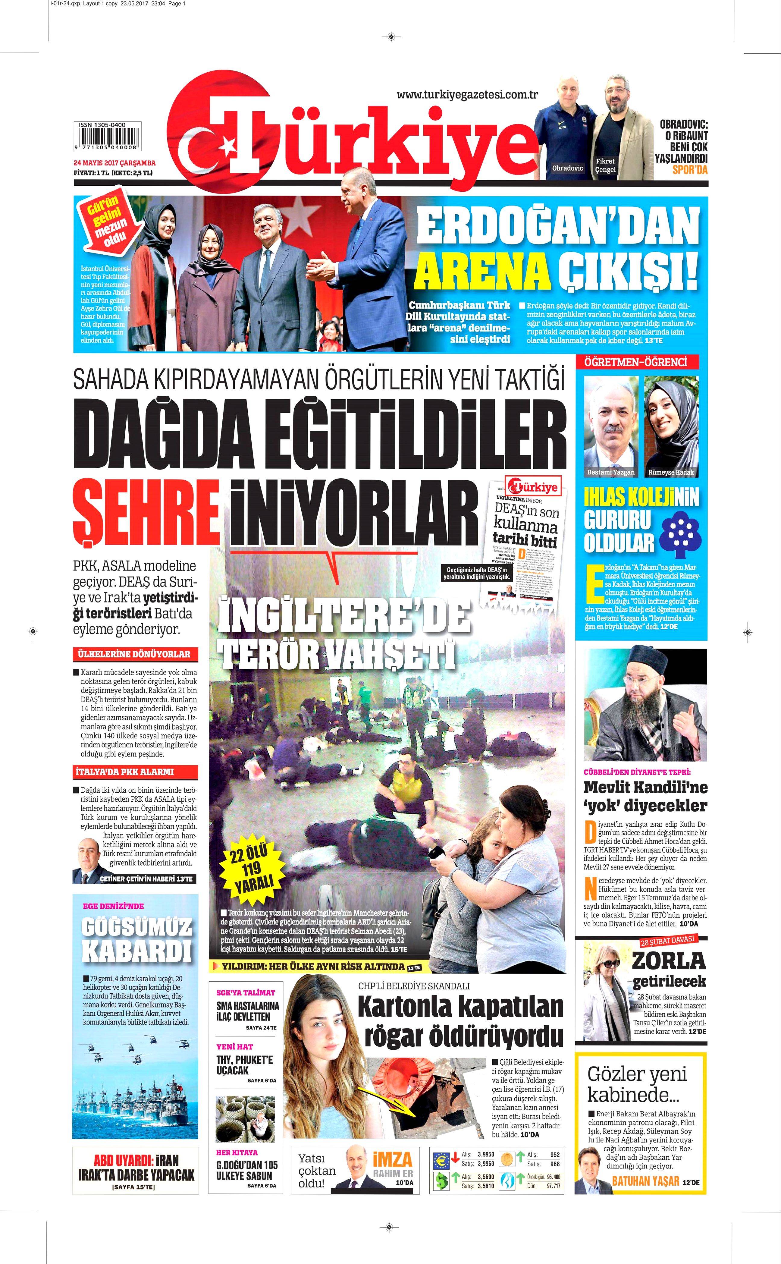 24 Mayıs 2017 Çarşamba gazete manşetleri - 22
