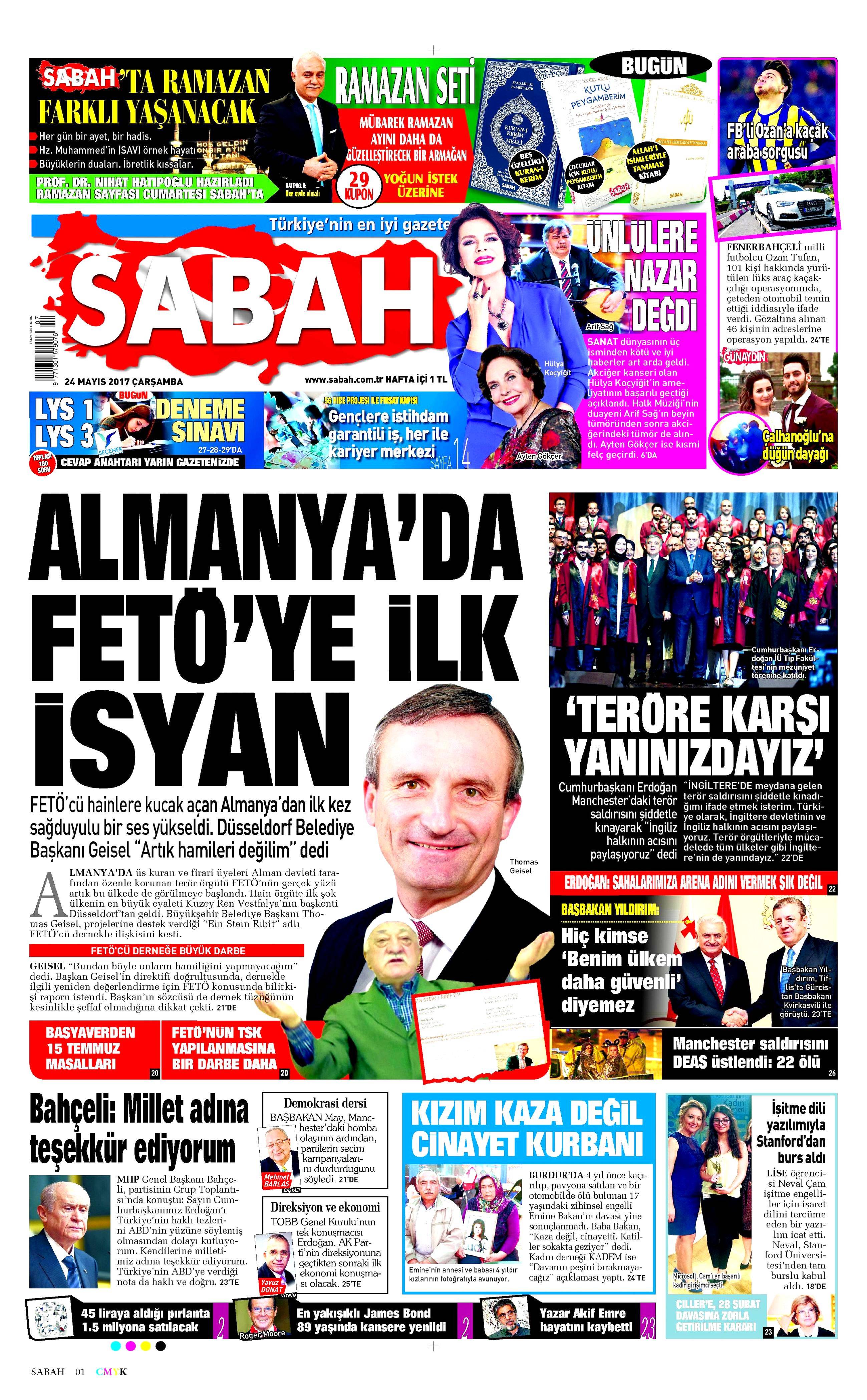 24 Mayıs 2017 Çarşamba gazete manşetleri - 18