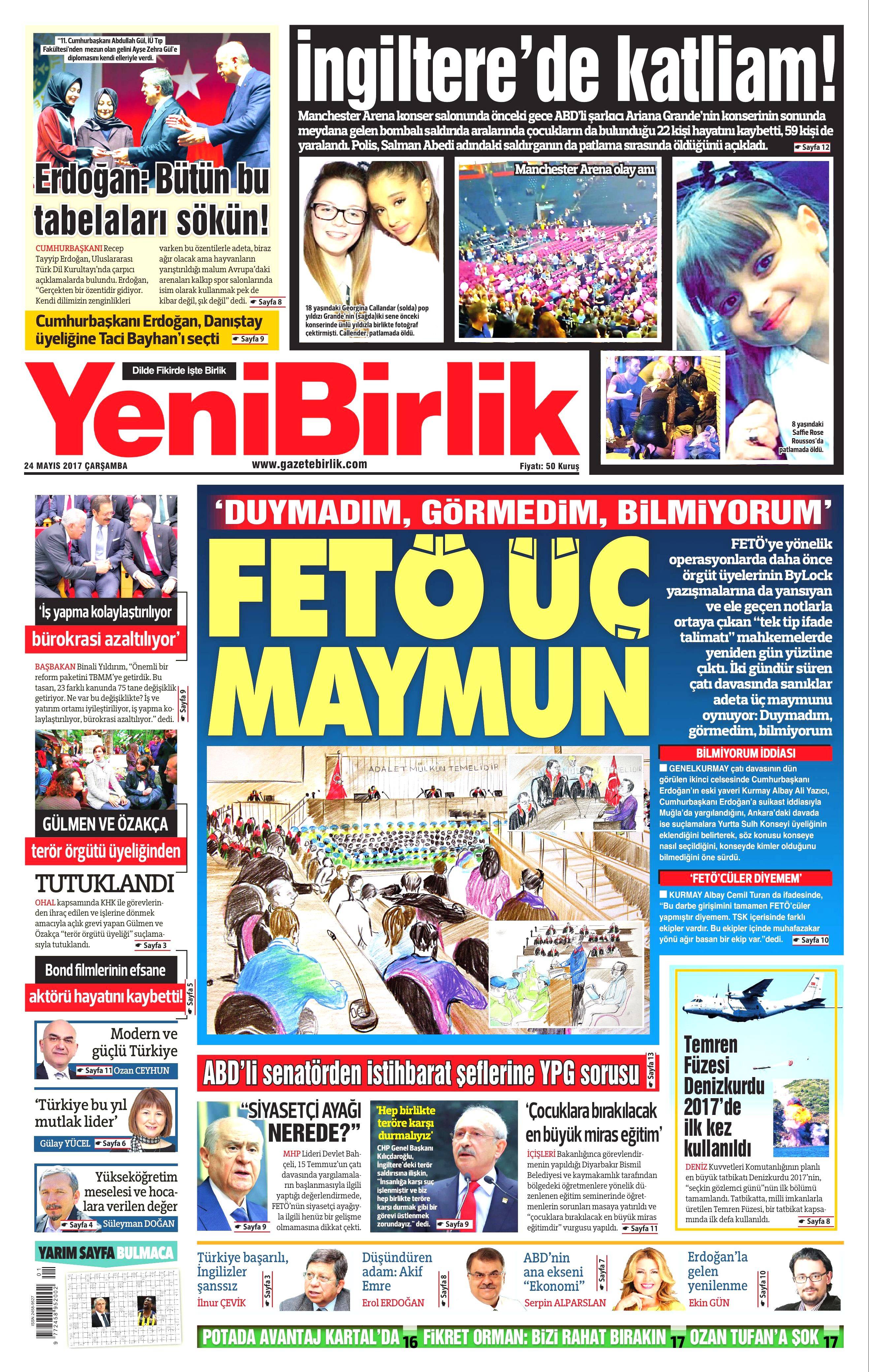 24 Mayıs 2017 Çarşamba gazete manşetleri - 26
