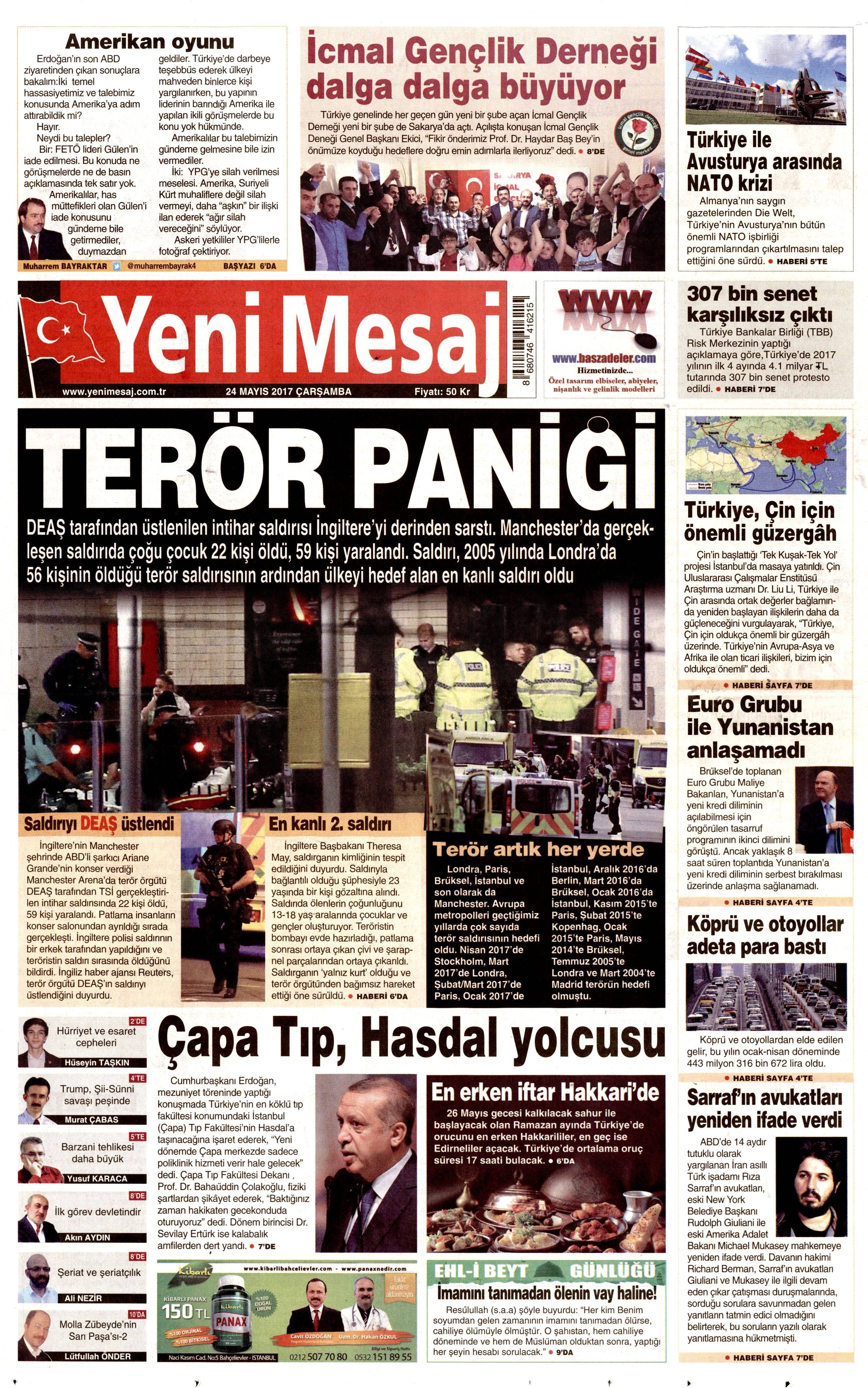 24 Mayıs 2017 Çarşamba gazete manşetleri - 27