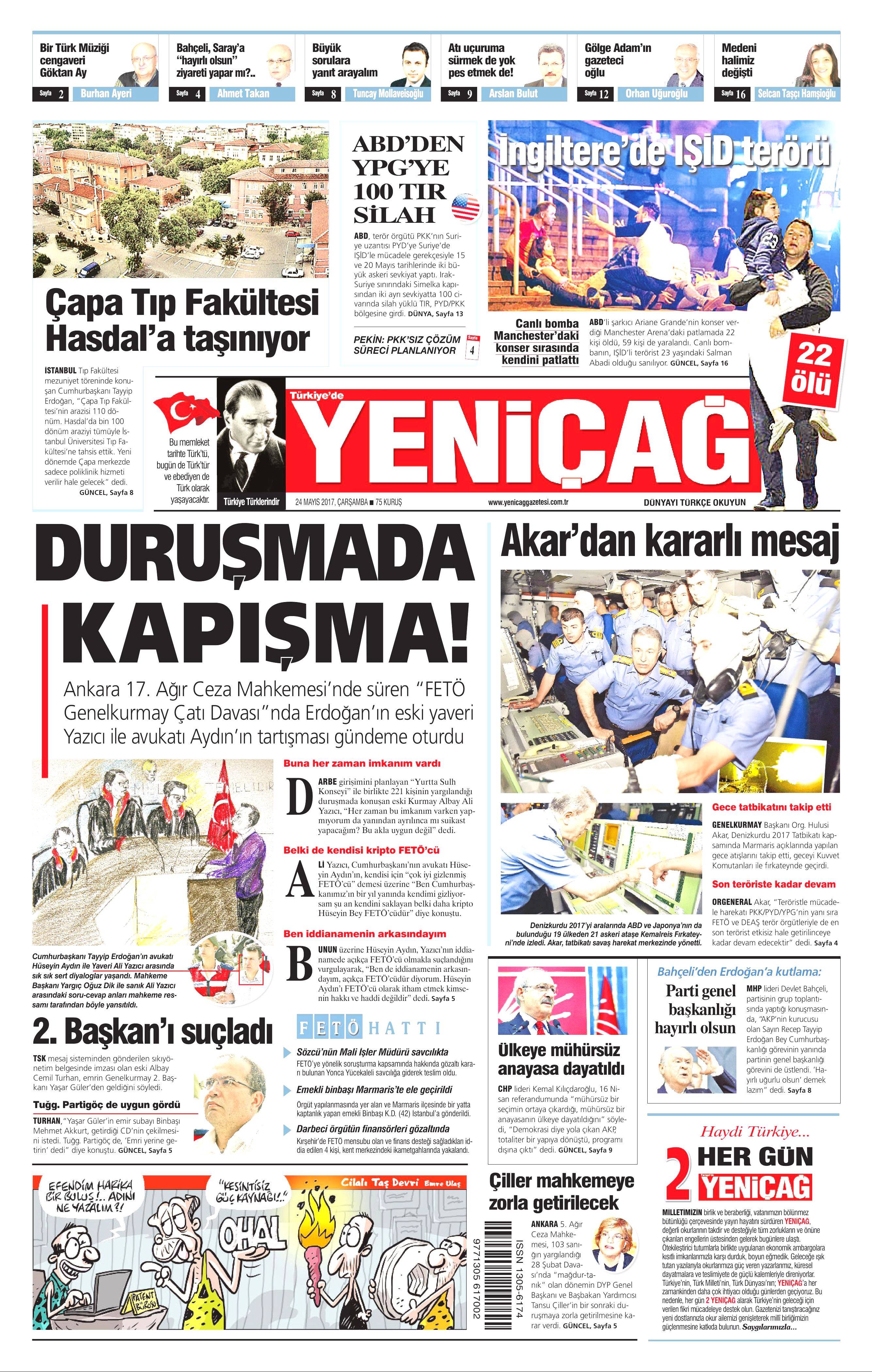 24 Mayıs 2017 Çarşamba gazete manşetleri - 25