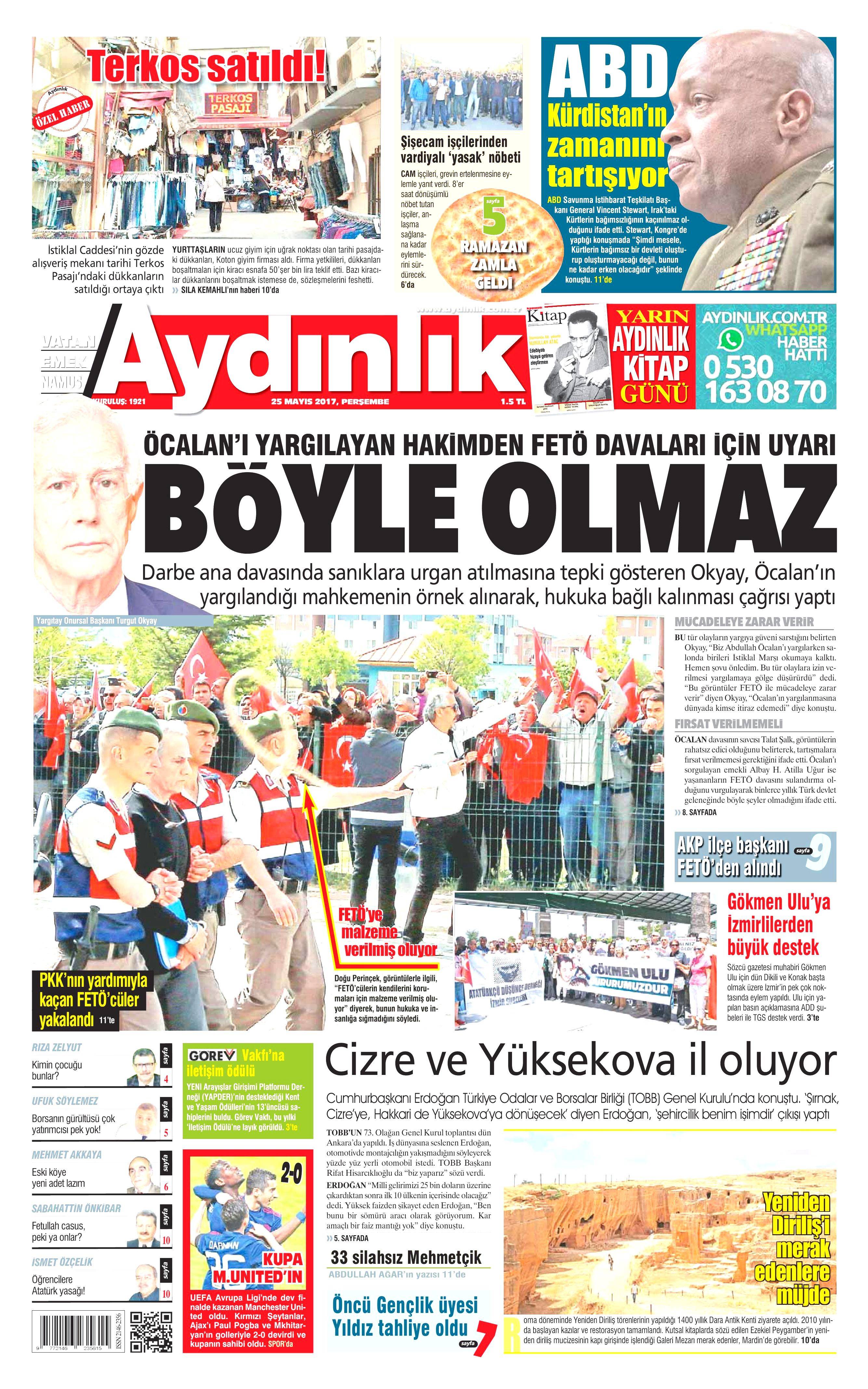 25 Mayıs 2017 Perşembe gazete manşetleri - 3