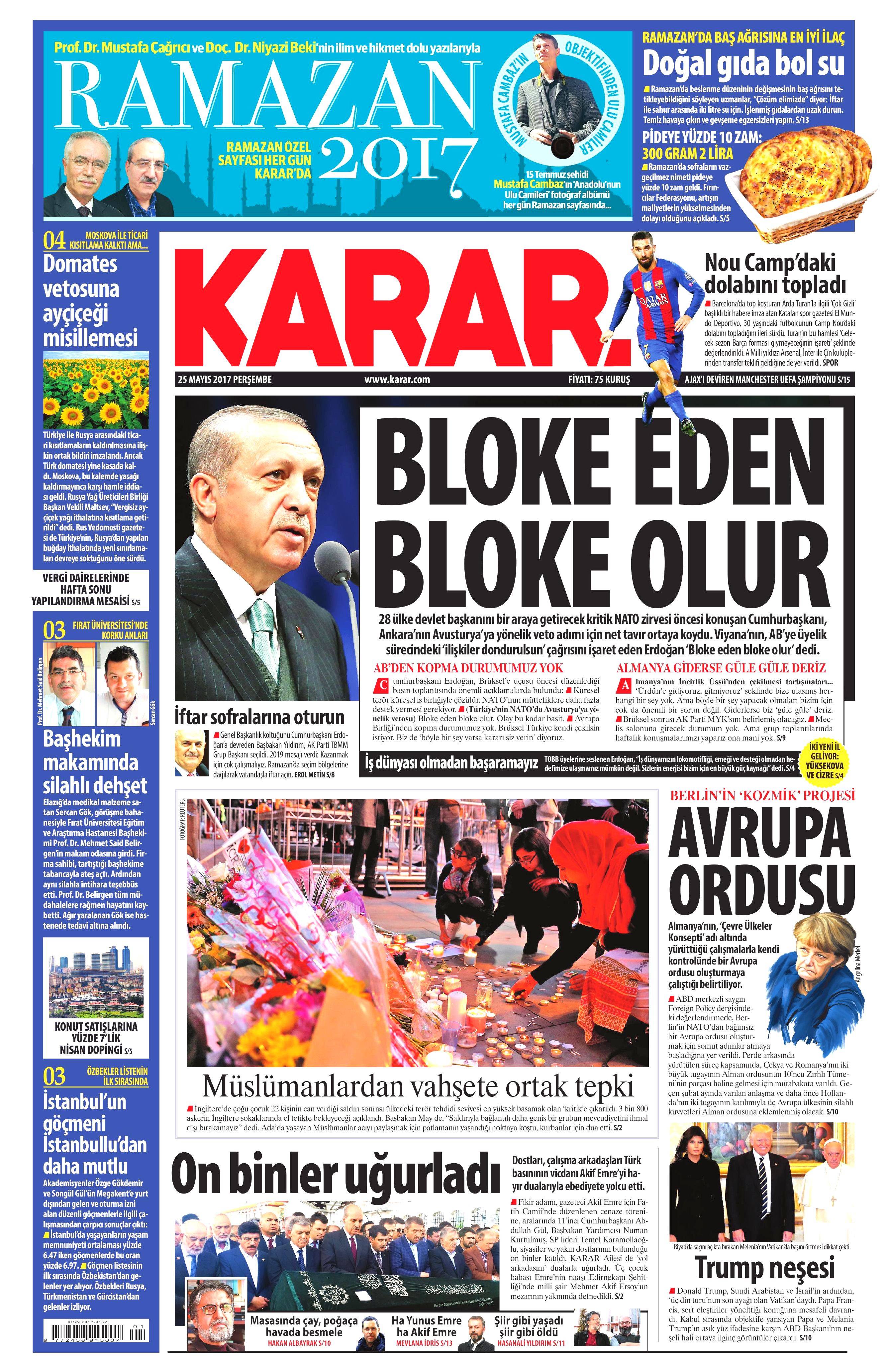 25 Mayıs 2017 Perşembe gazete manşetleri - 12