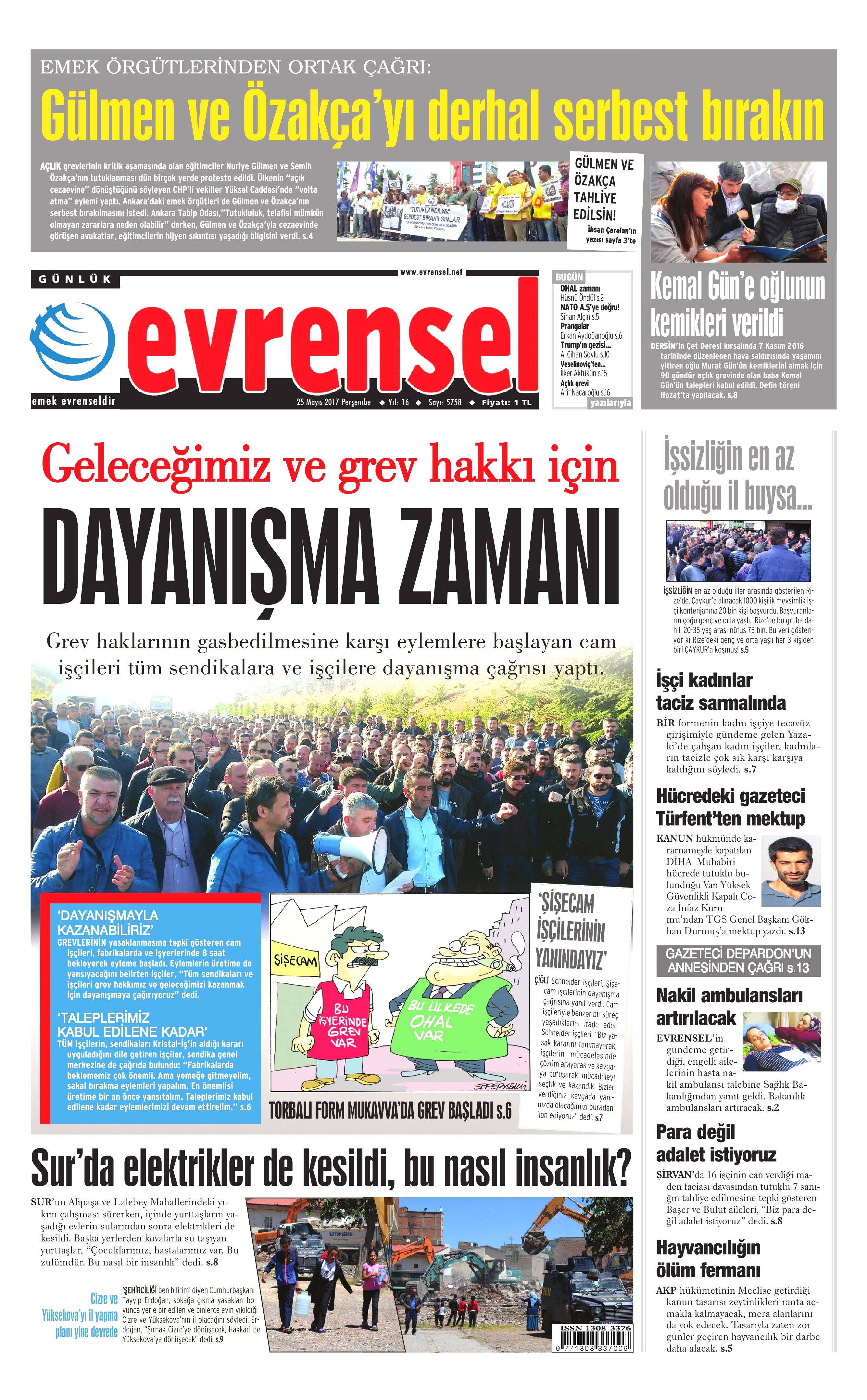 25 Mayıs 2017 Perşembe gazete manşetleri - 7