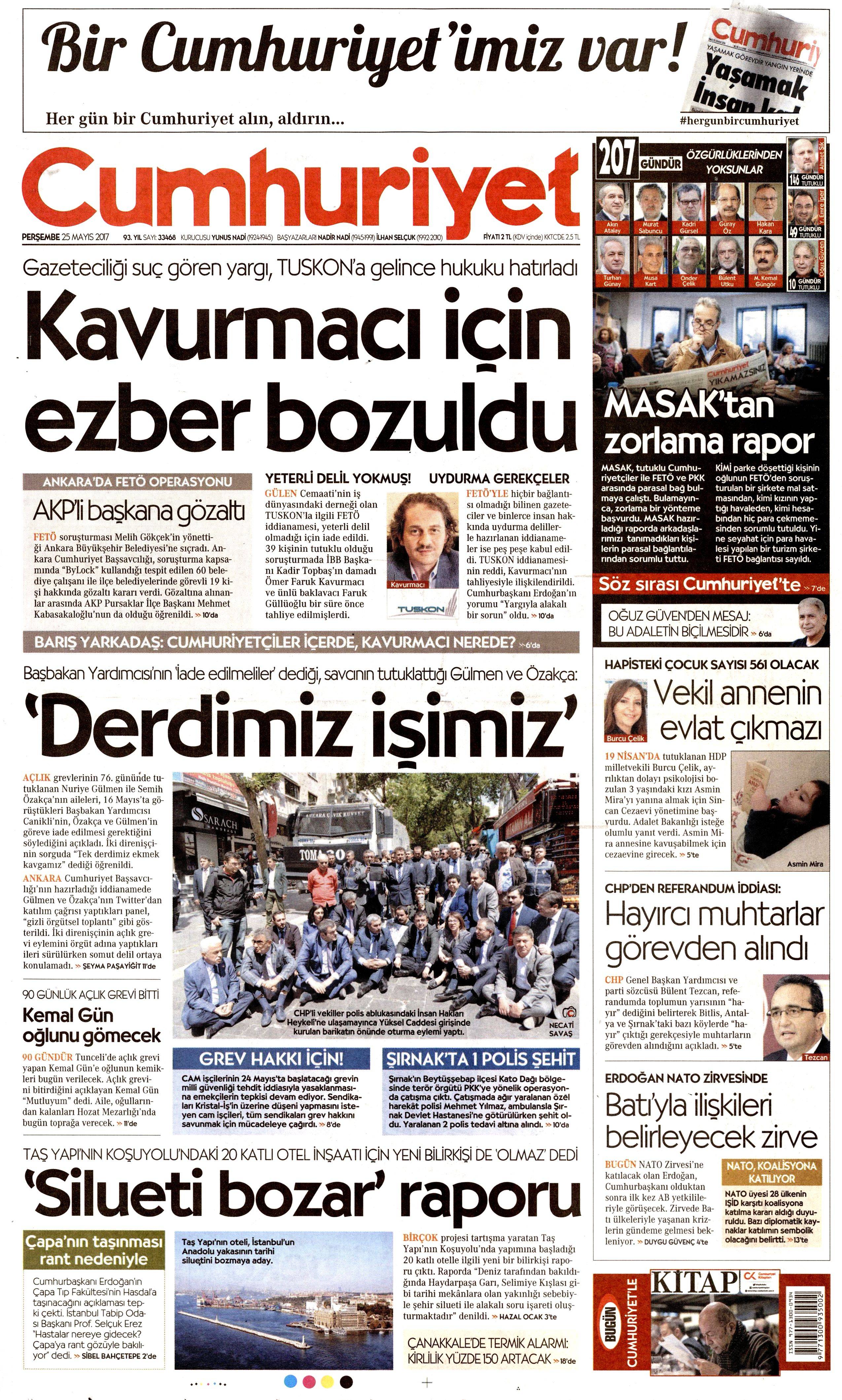 25 Mayıs 2017 Perşembe gazete manşetleri - 5