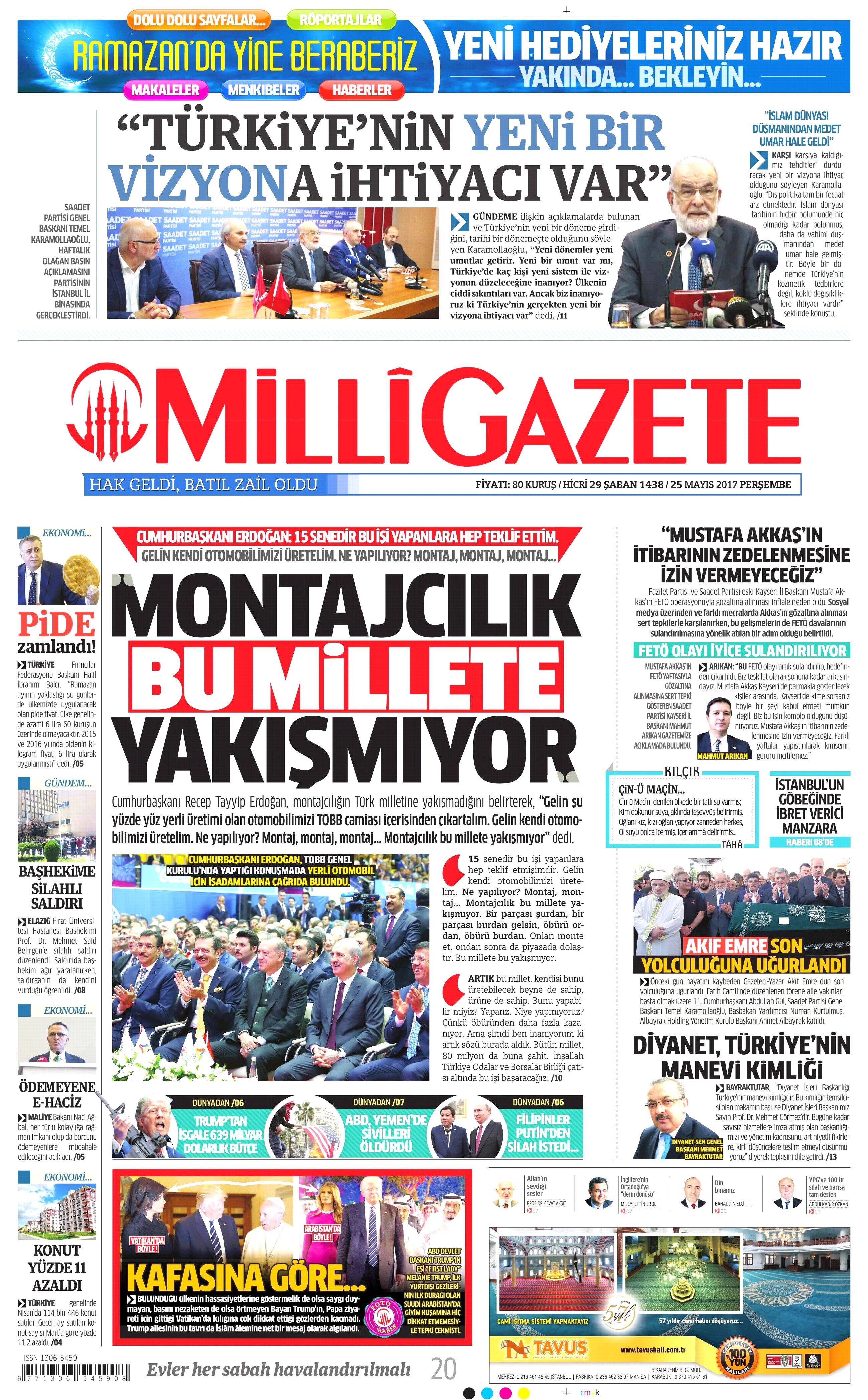 25 Mayıs 2017 Perşembe gazete manşetleri - 14