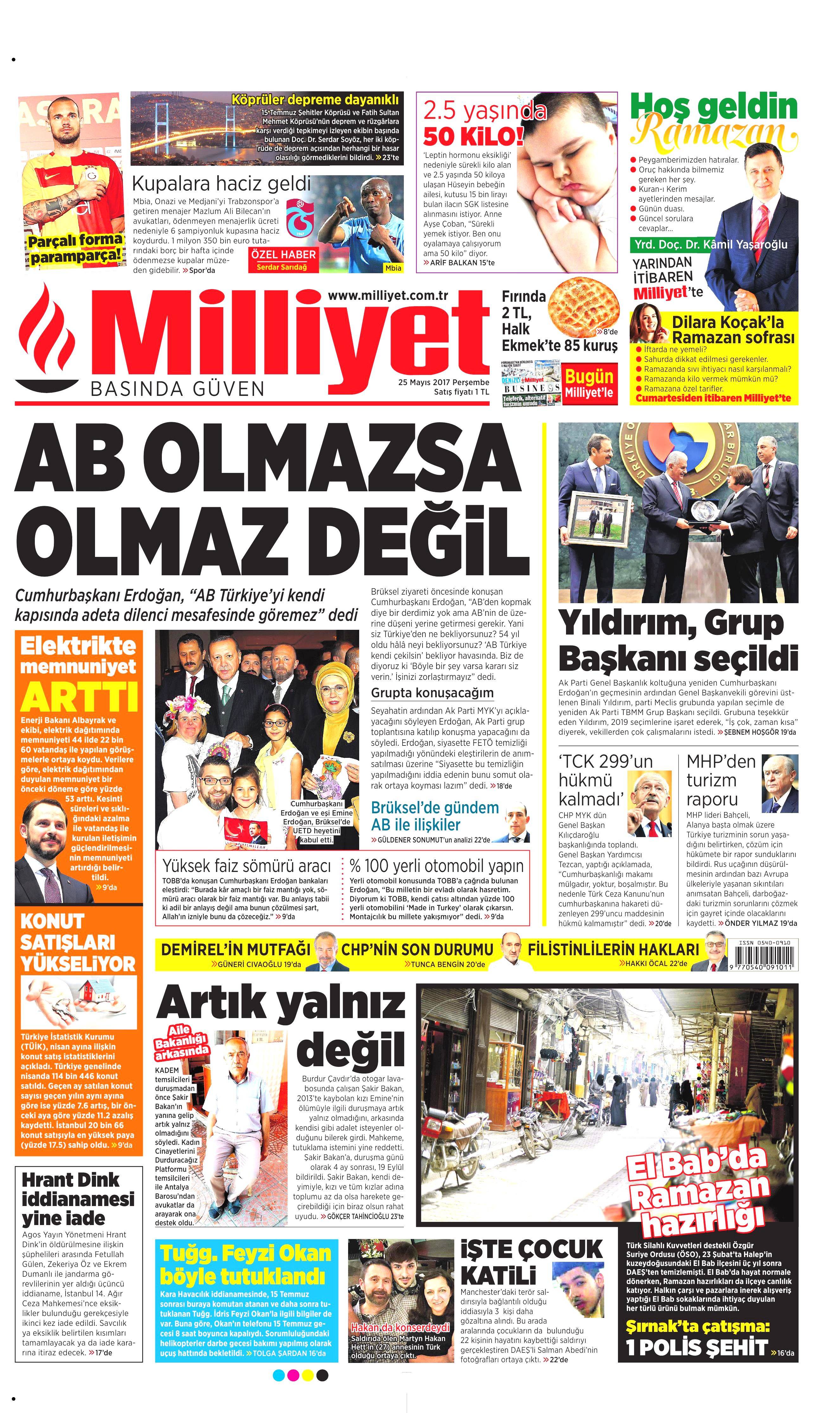 25 Mayıs 2017 Perşembe gazete manşetleri - 15