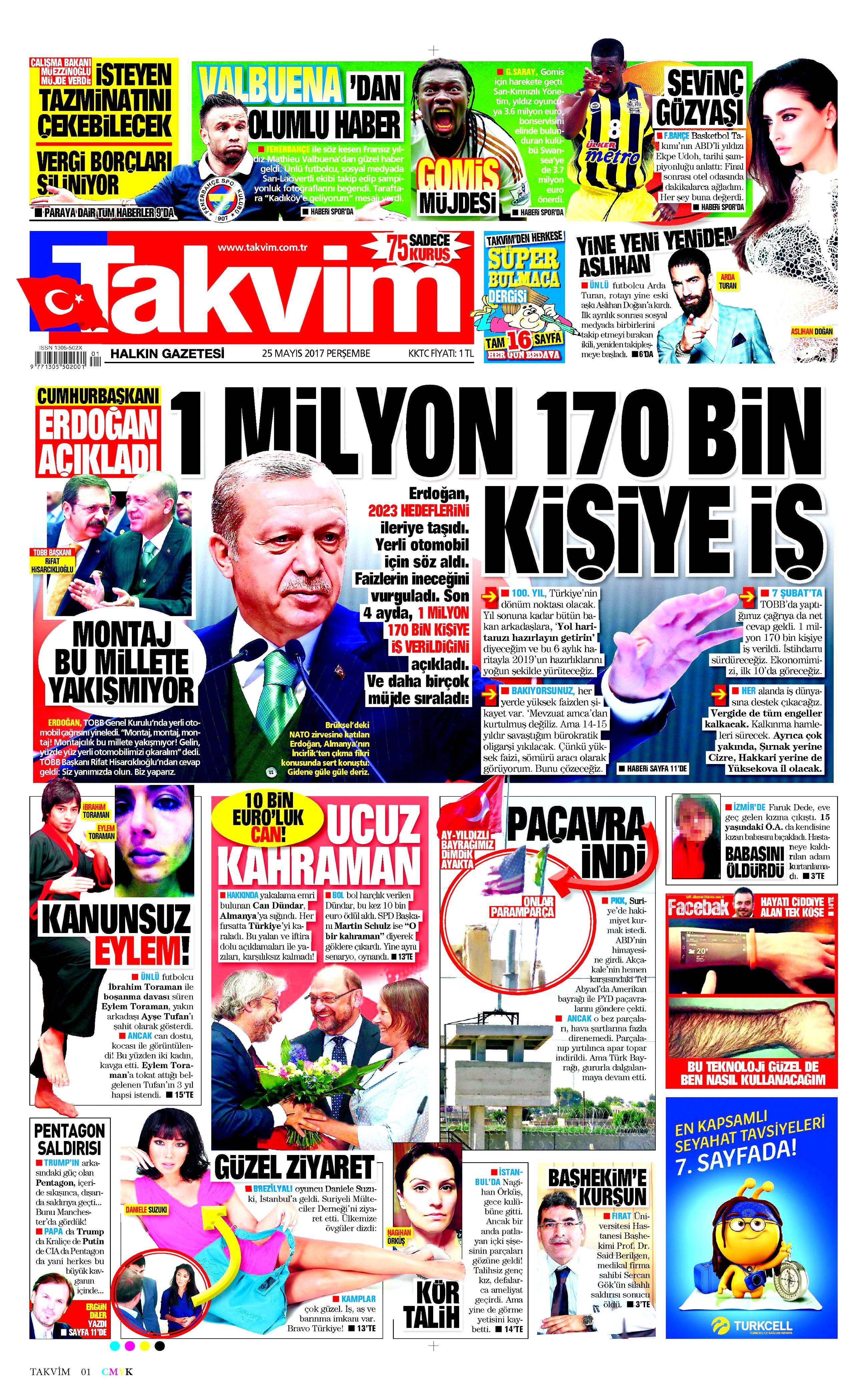 25 Mayıs 2017 Perşembe gazete manşetleri - 21