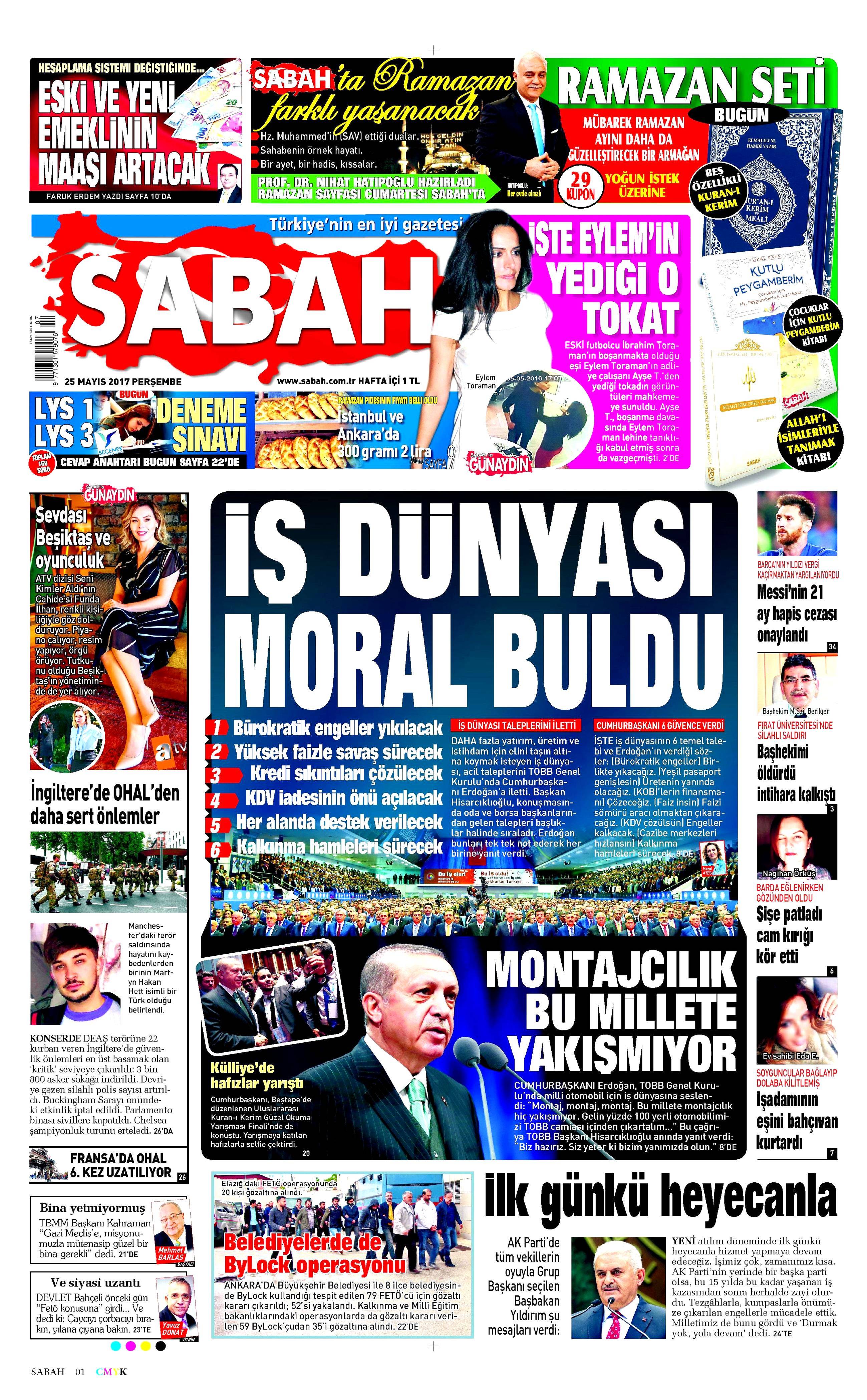 25 Mayıs 2017 Perşembe gazete manşetleri - 18