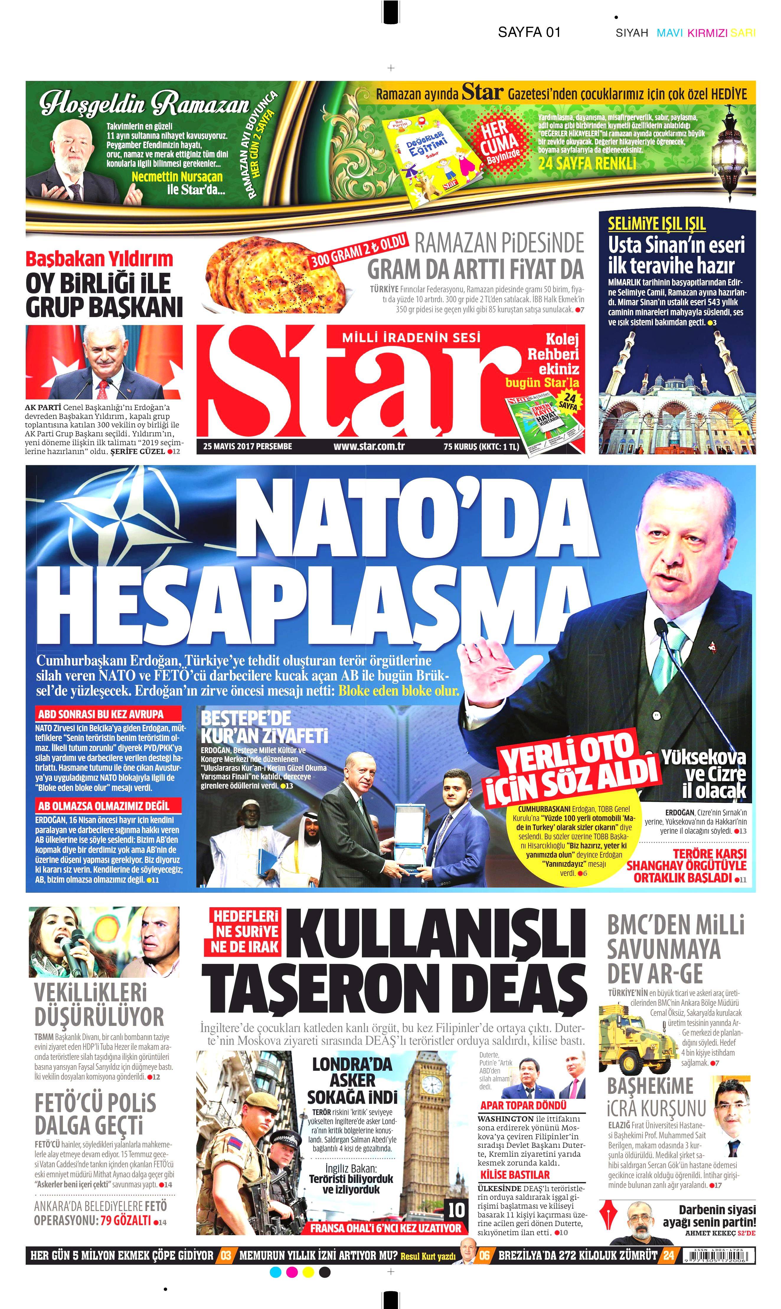 25 Mayıs 2017 Perşembe gazete manşetleri - 19