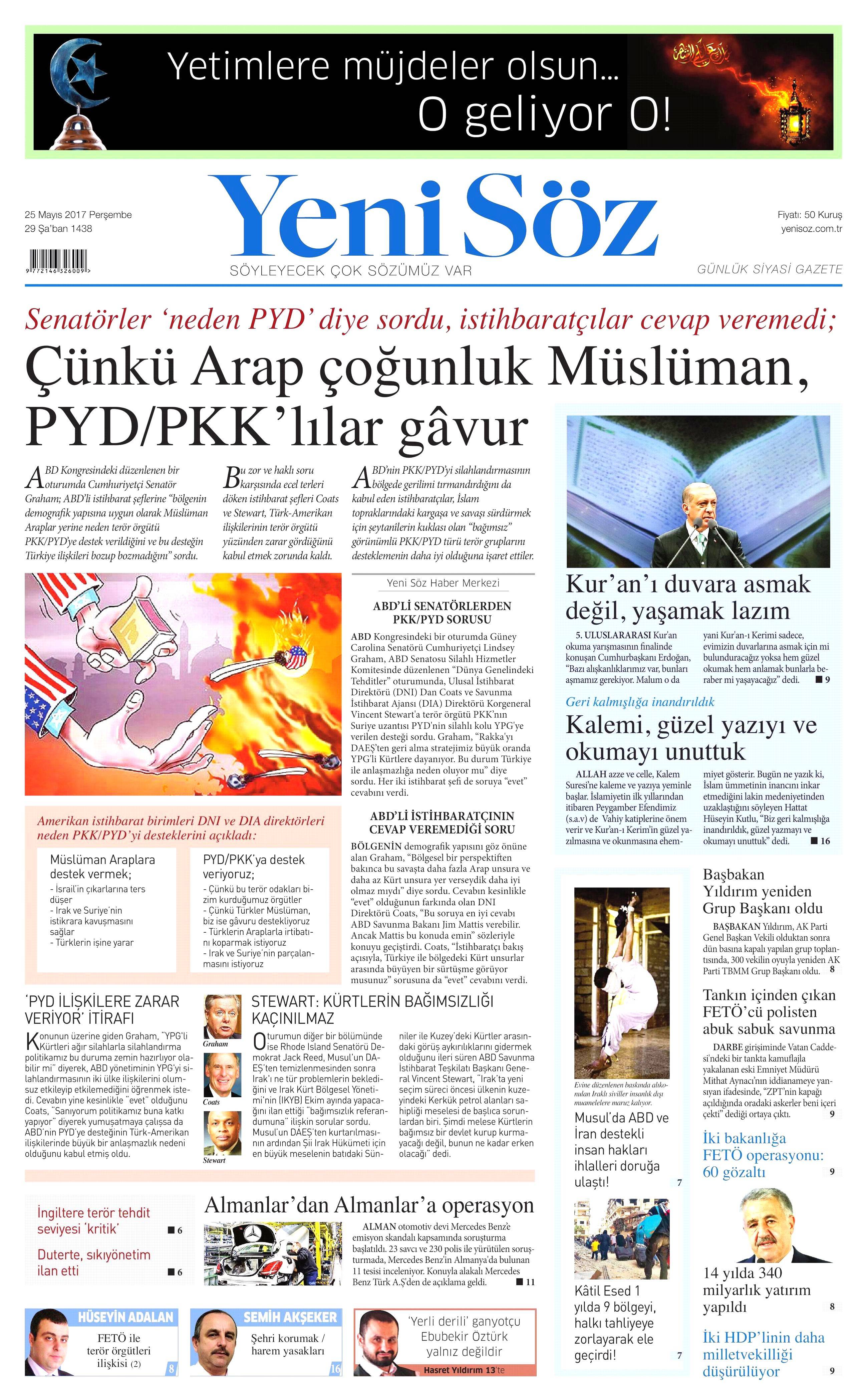 25 Mayıs 2017 Perşembe gazete manşetleri - 27