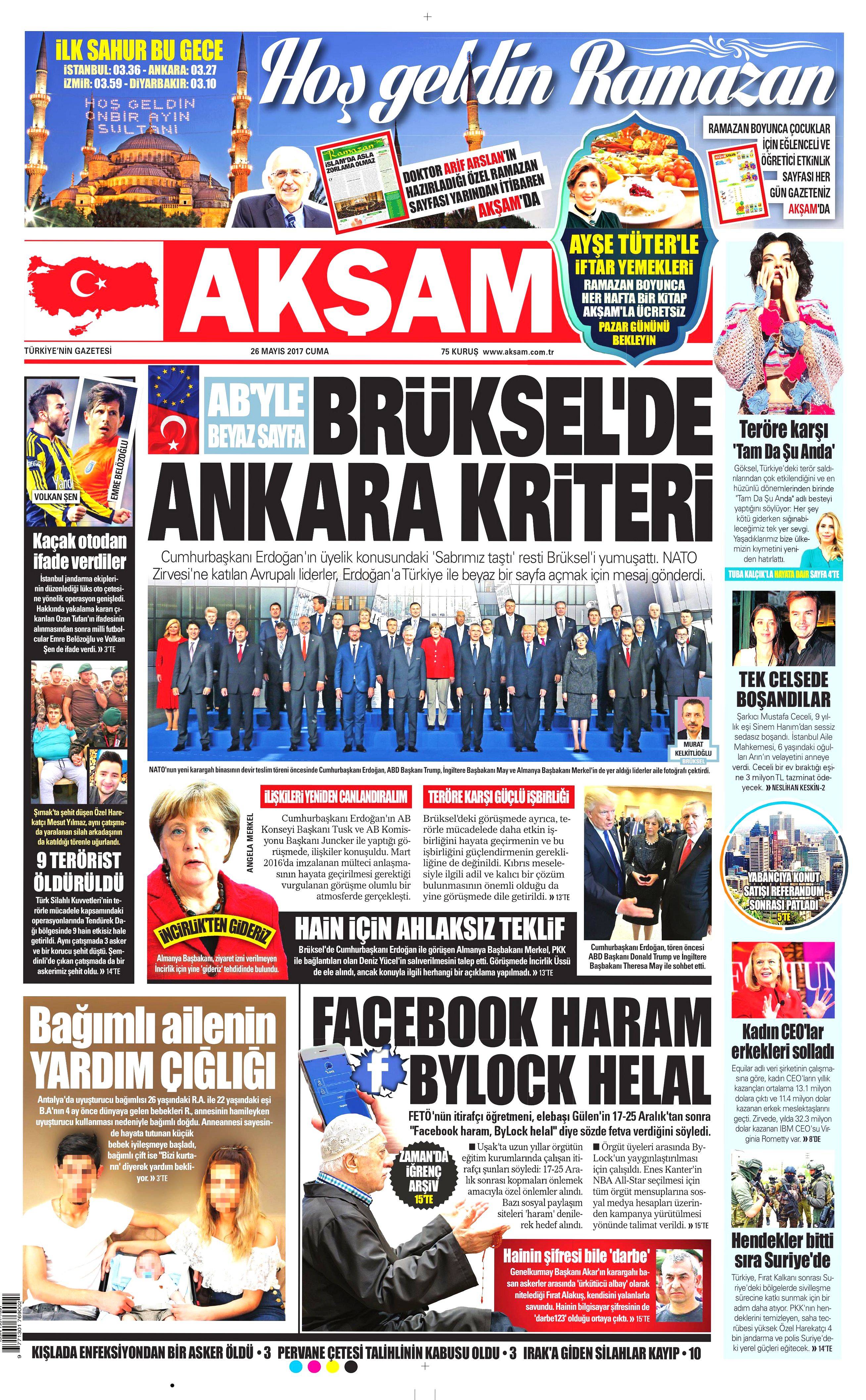 26 Mayıs 2017 Cuma gazete manşetleri - 1
