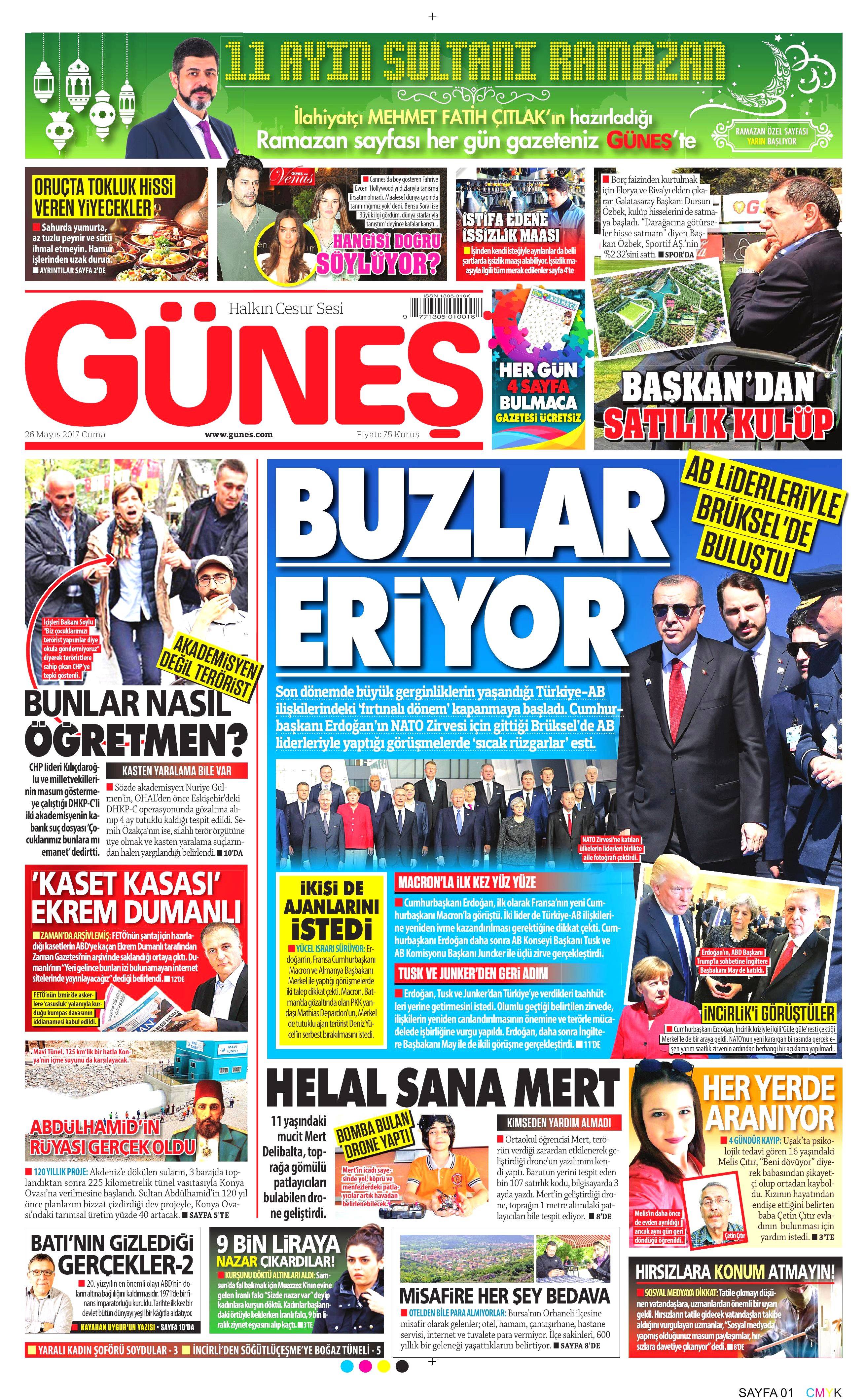 26 Mayıs 2017 Cuma gazete manşetleri - 8