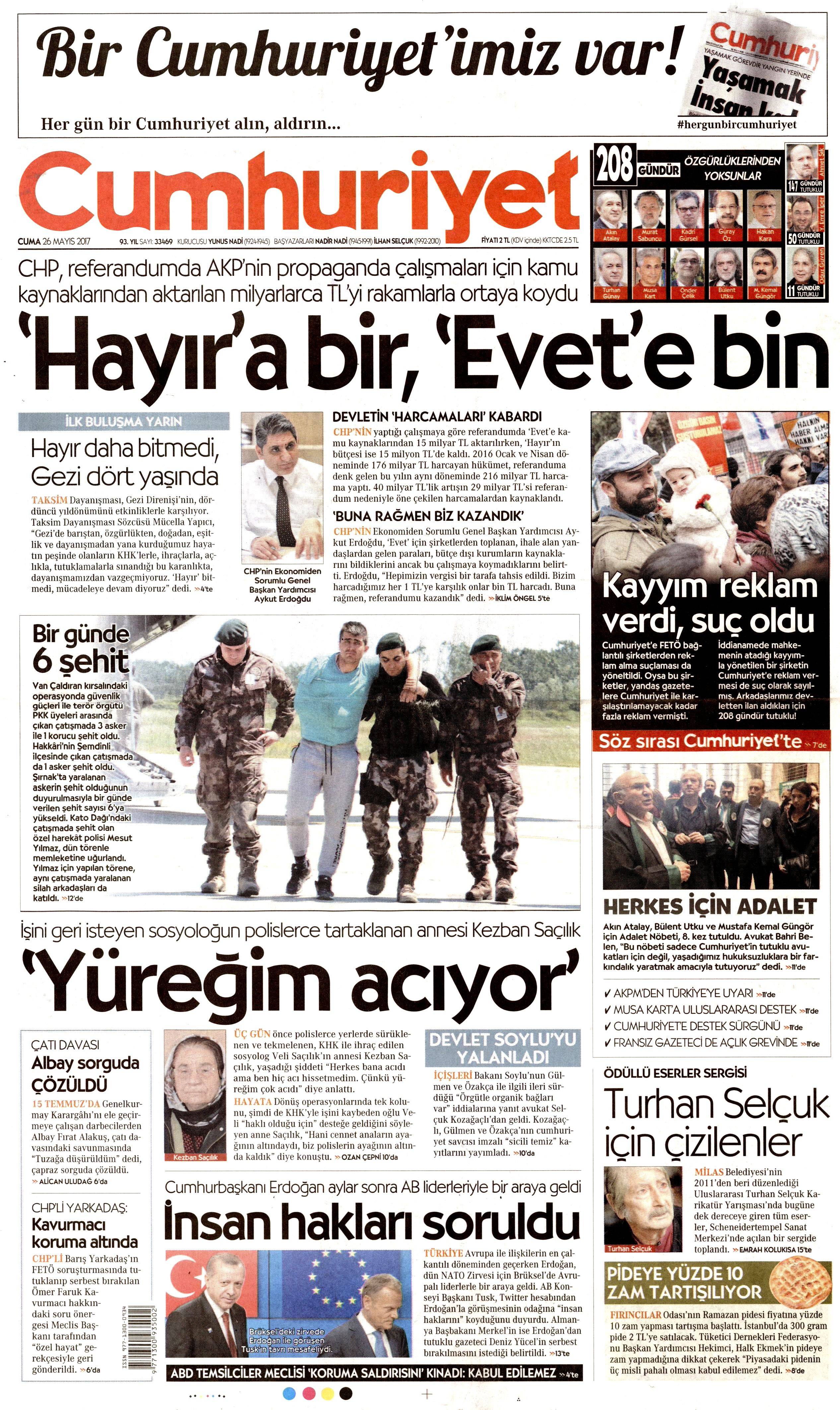 26 Mayıs 2017 Cuma gazete manşetleri - 5