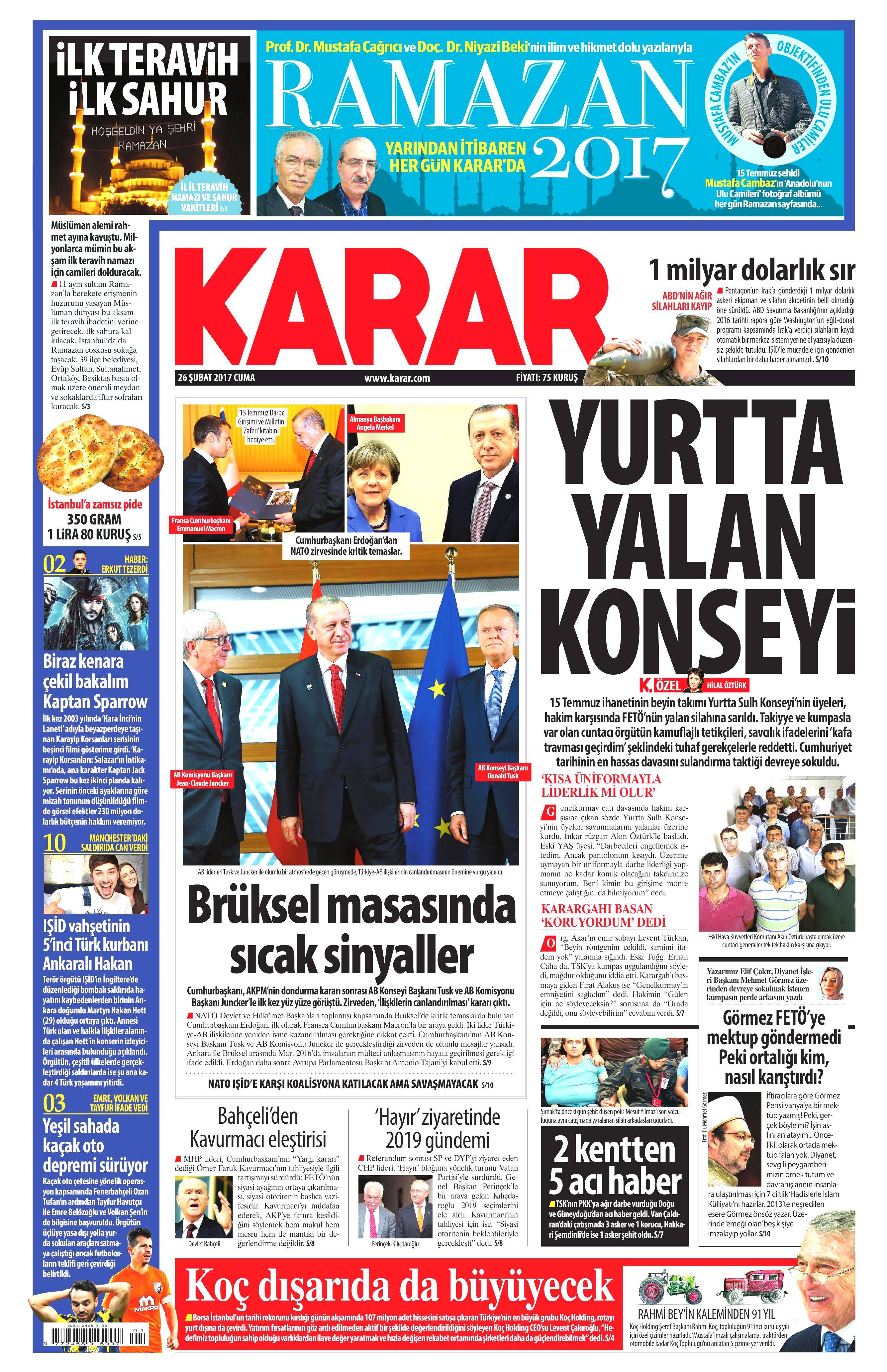 26 Mayıs 2017 Cuma gazete manşetleri - 12