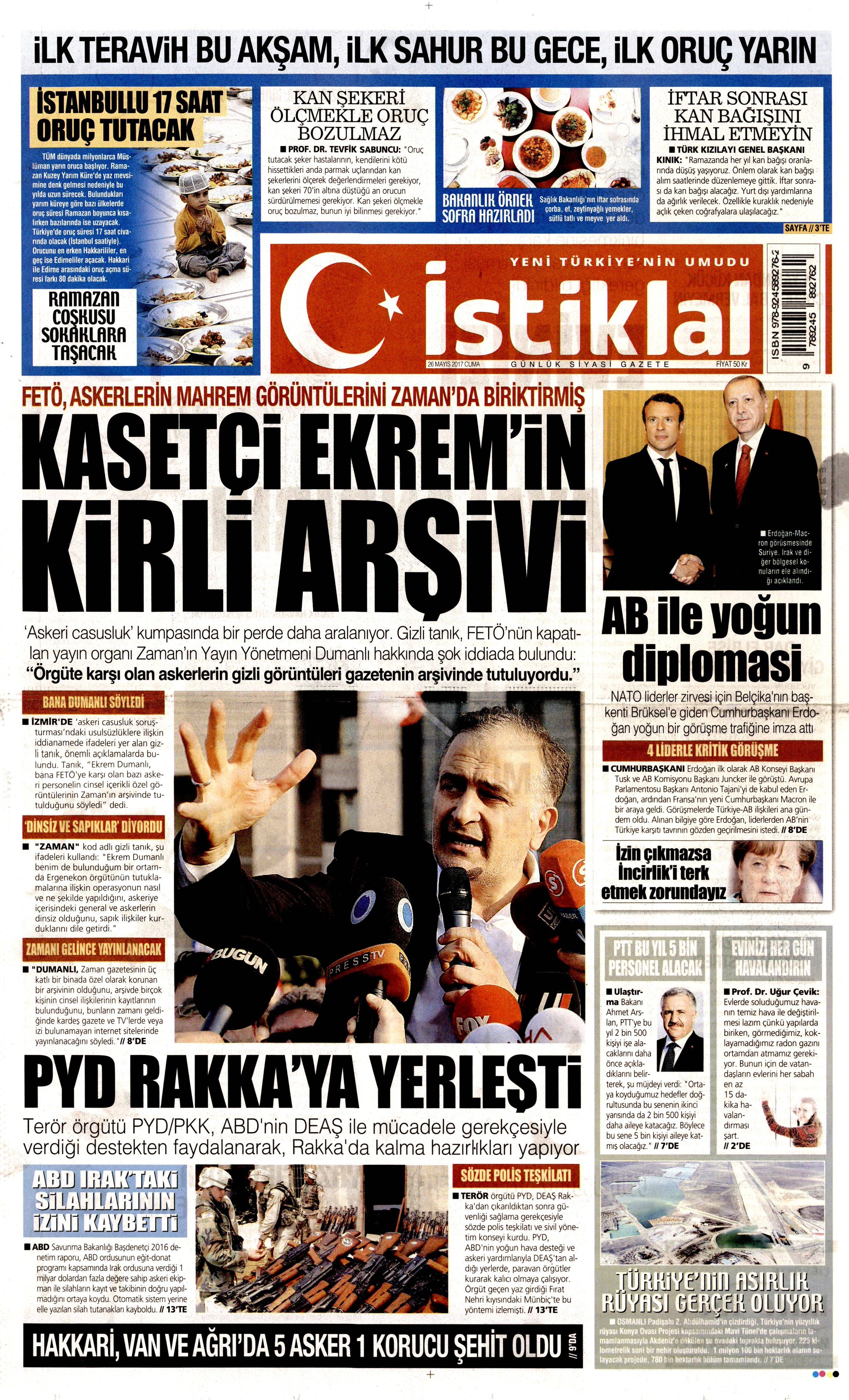 26 Mayıs 2017 Cuma gazete manşetleri - 11