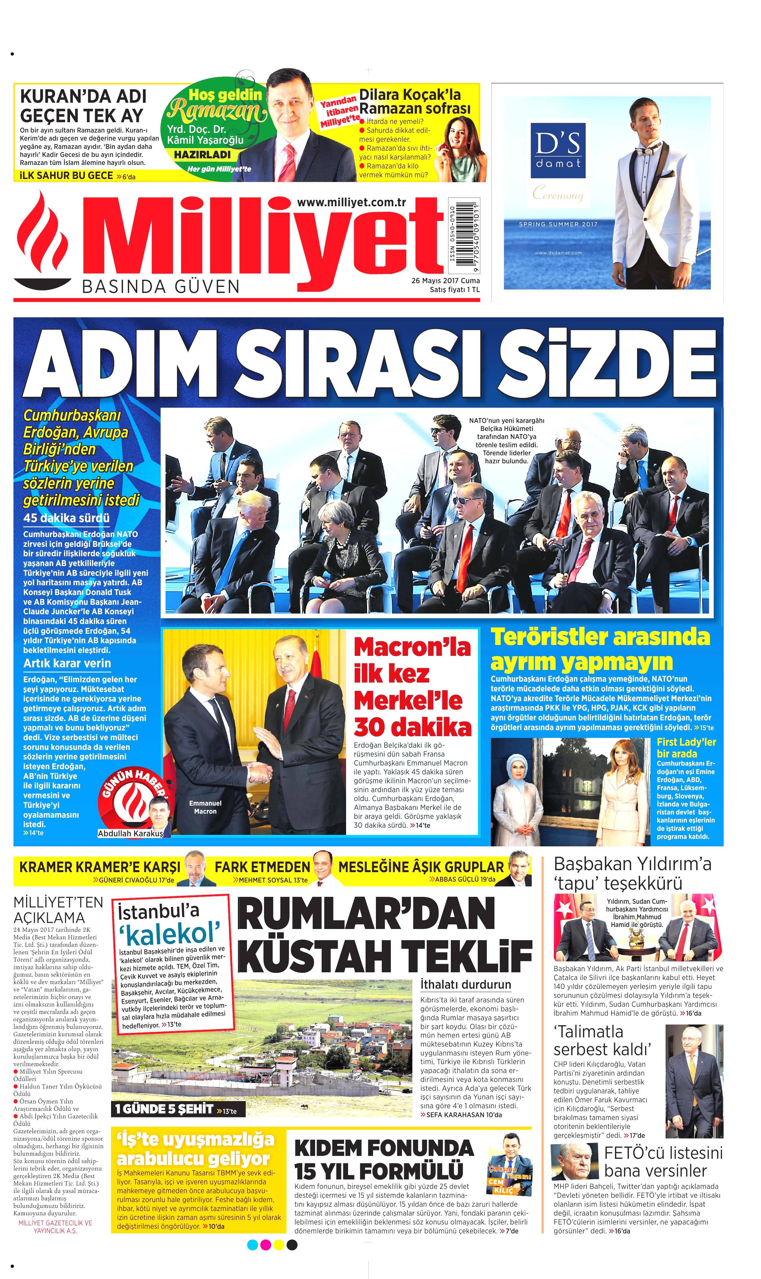 26 Mayıs 2017 Cuma gazete manşetleri - 15