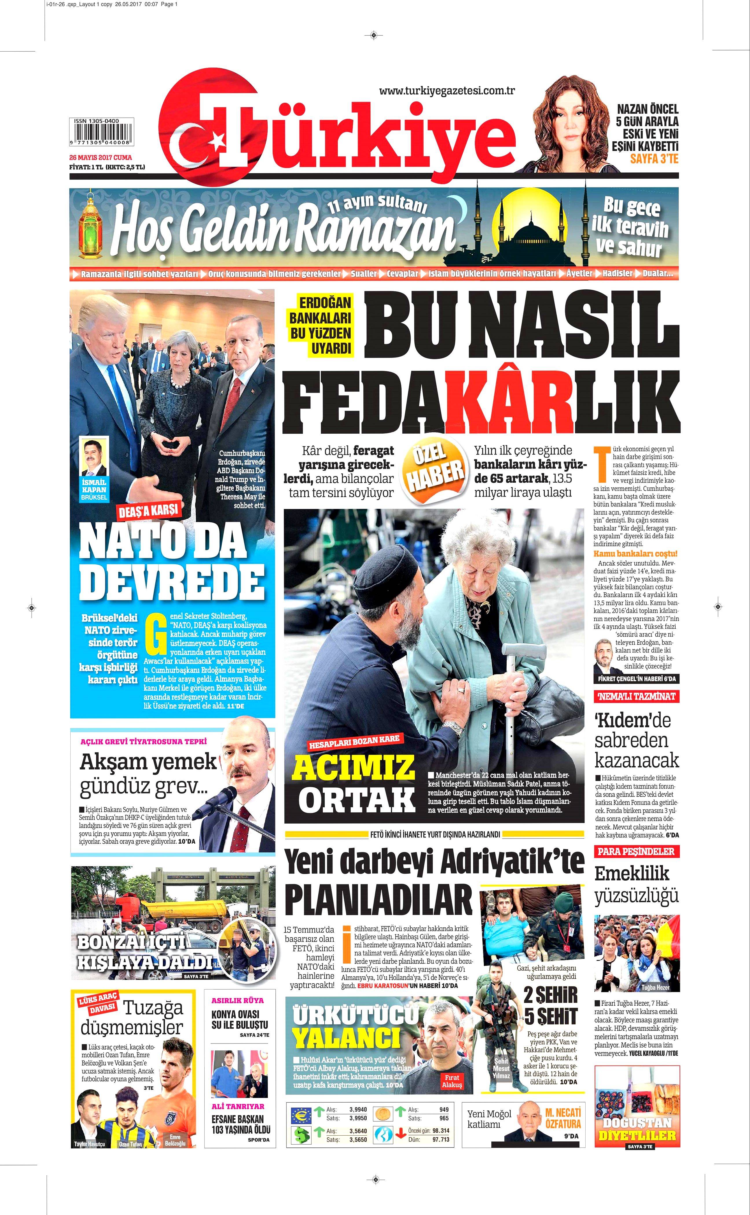 26 Mayıs 2017 Cuma gazete manşetleri - 22
