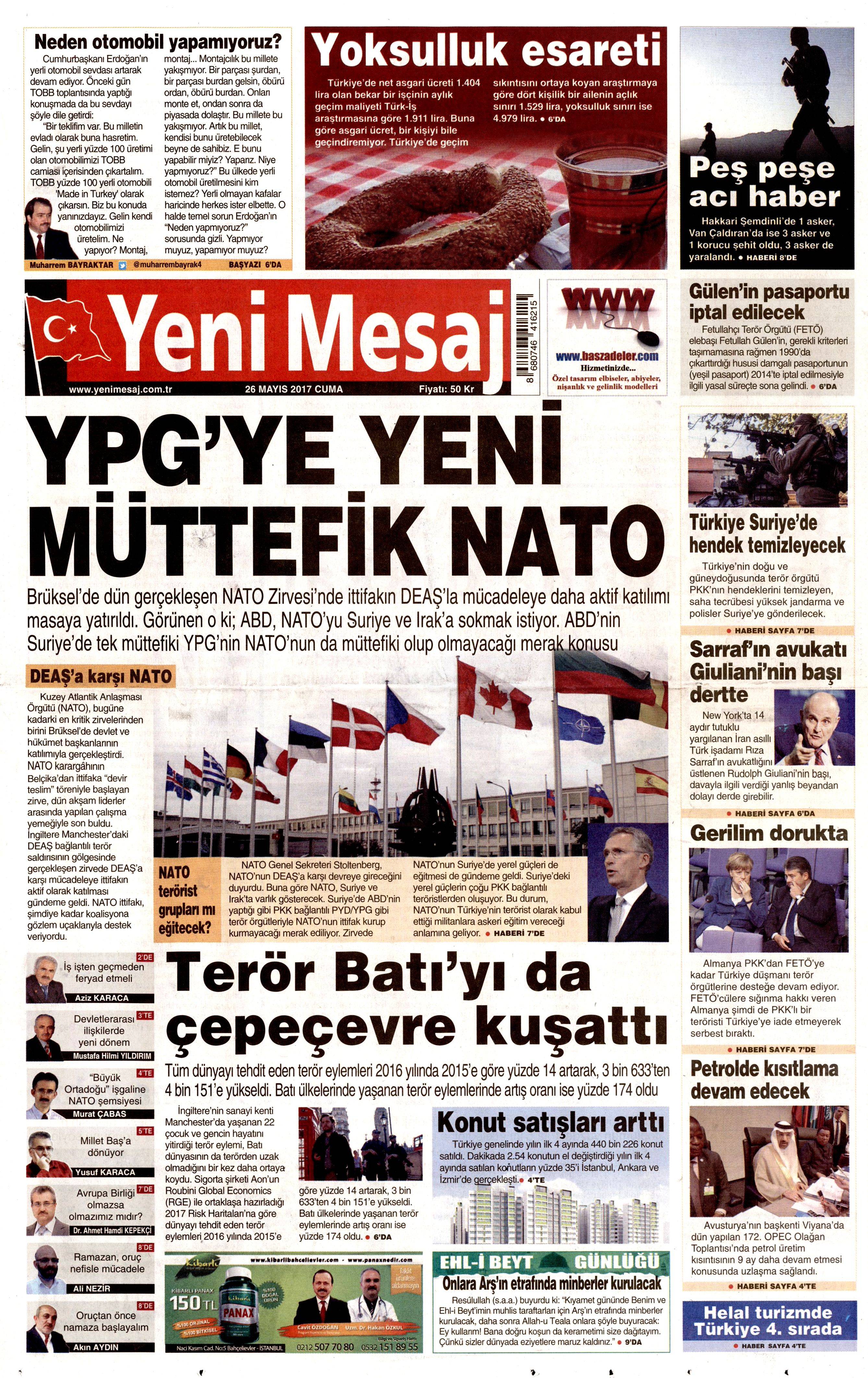 26 Mayıs 2017 Cuma gazete manşetleri - 27