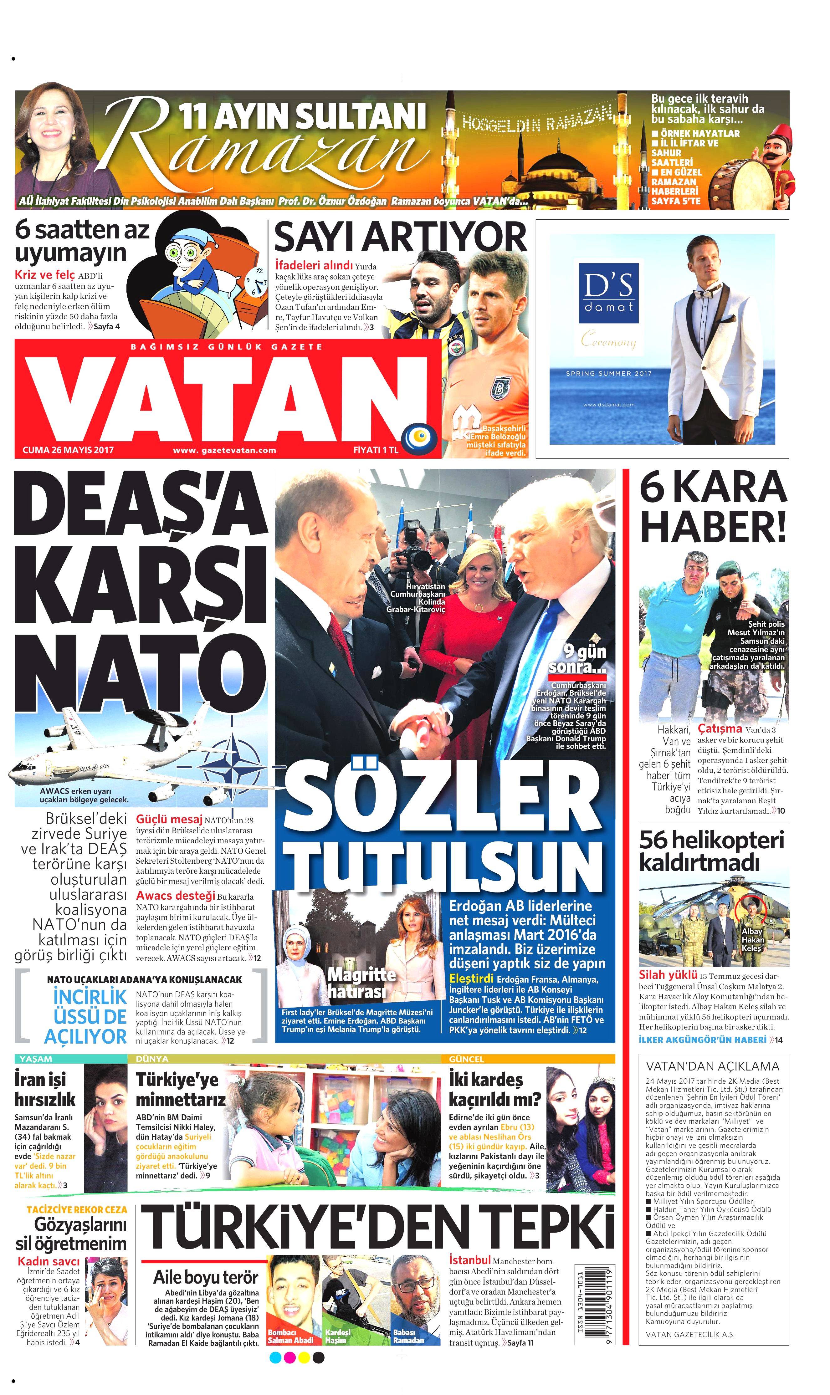 26 Mayıs 2017 Cuma gazete manşetleri - 23