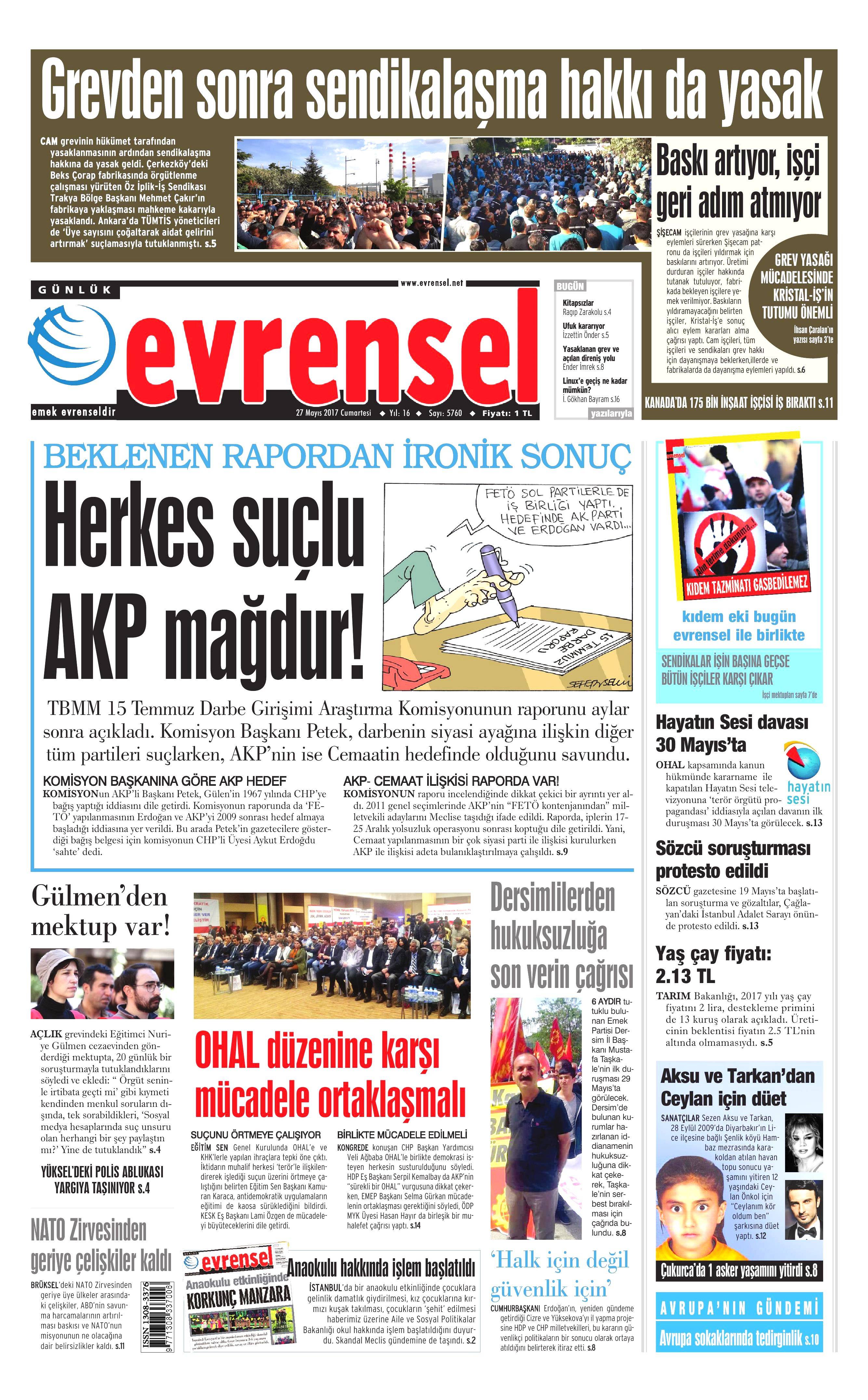 27 Mayıs 2017 Cumartesi gazete manşetleri - 7