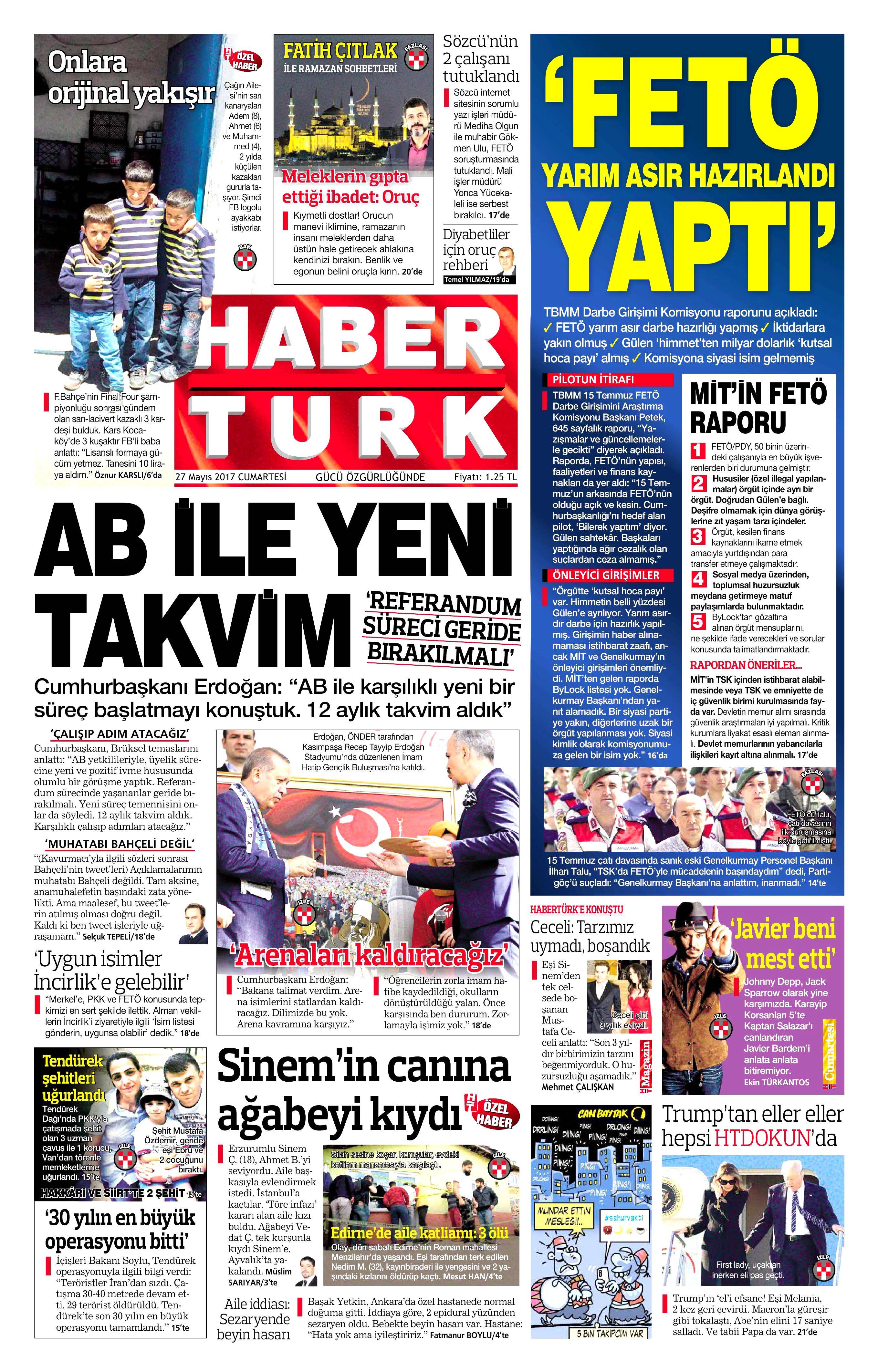 27 Mayıs 2017 Cumartesi gazete manşetleri - 9