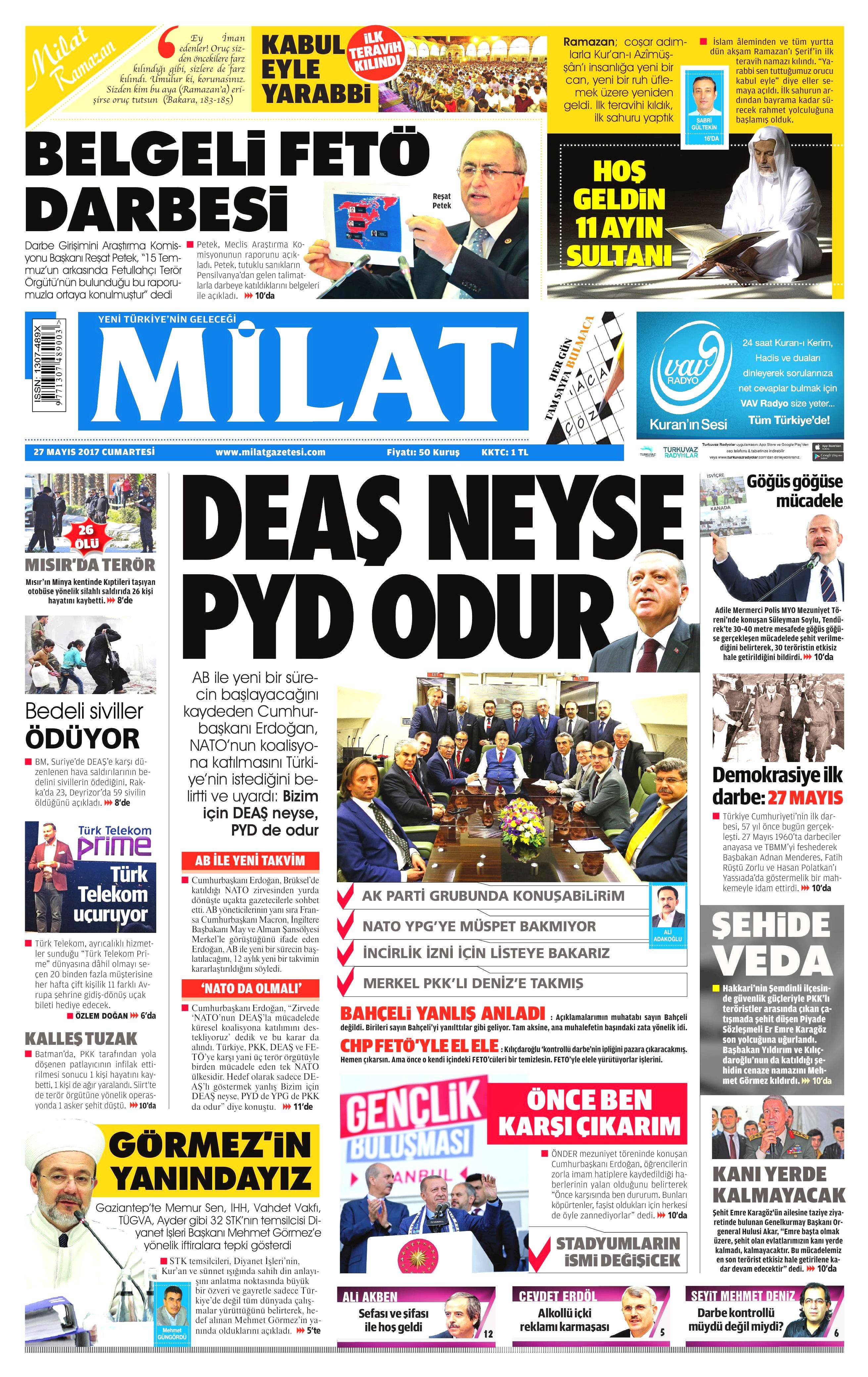 27 Mayıs 2017 Cumartesi gazete manşetleri - 12