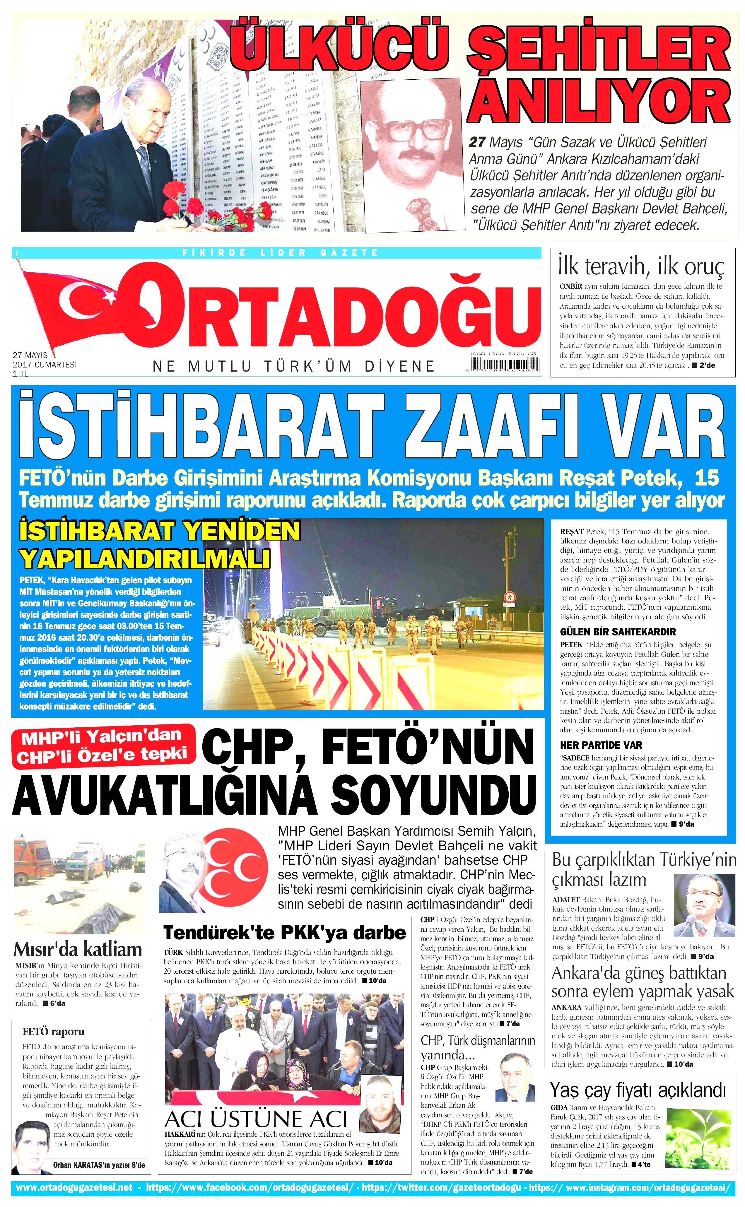 27 Mayıs 2017 Cumartesi gazete manşetleri - 15
