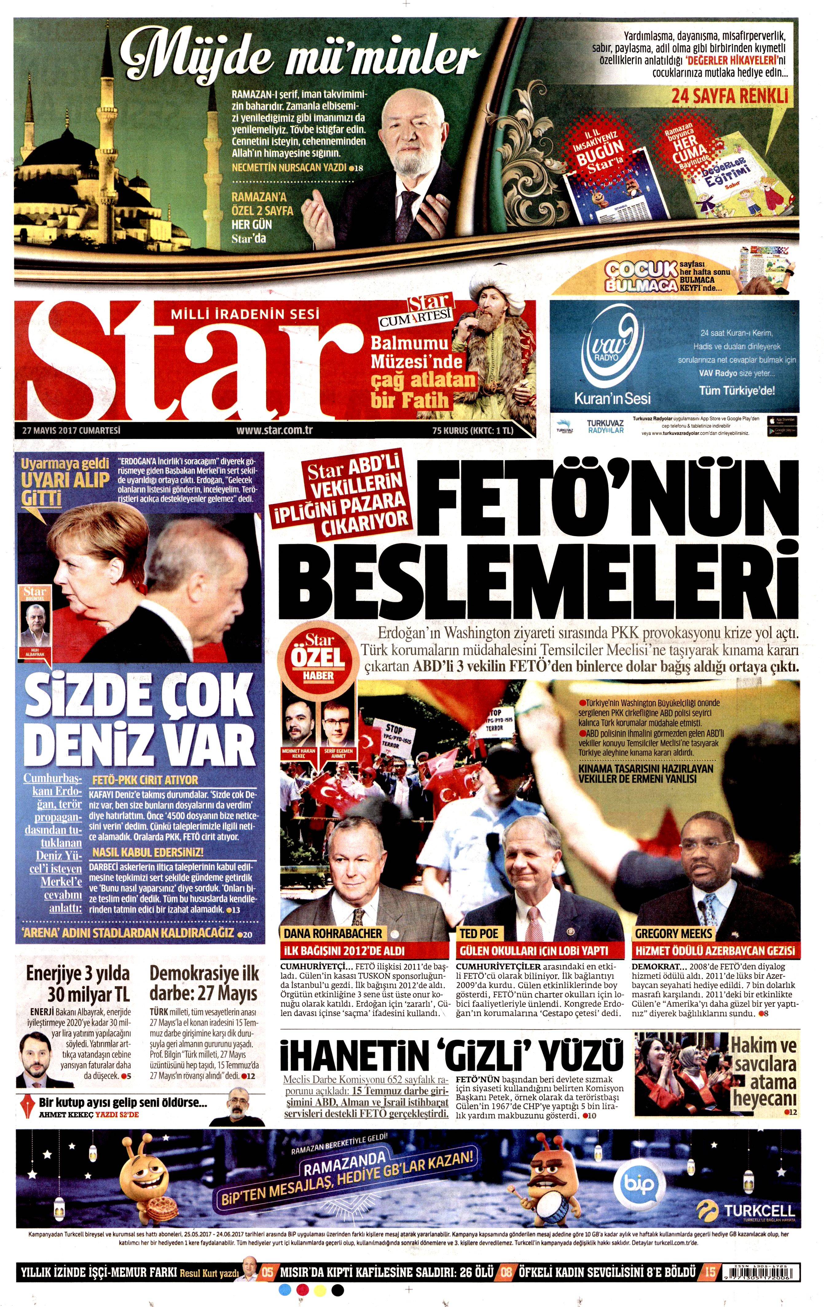 27 Mayıs 2017 Cumartesi gazete manşetleri - 19
