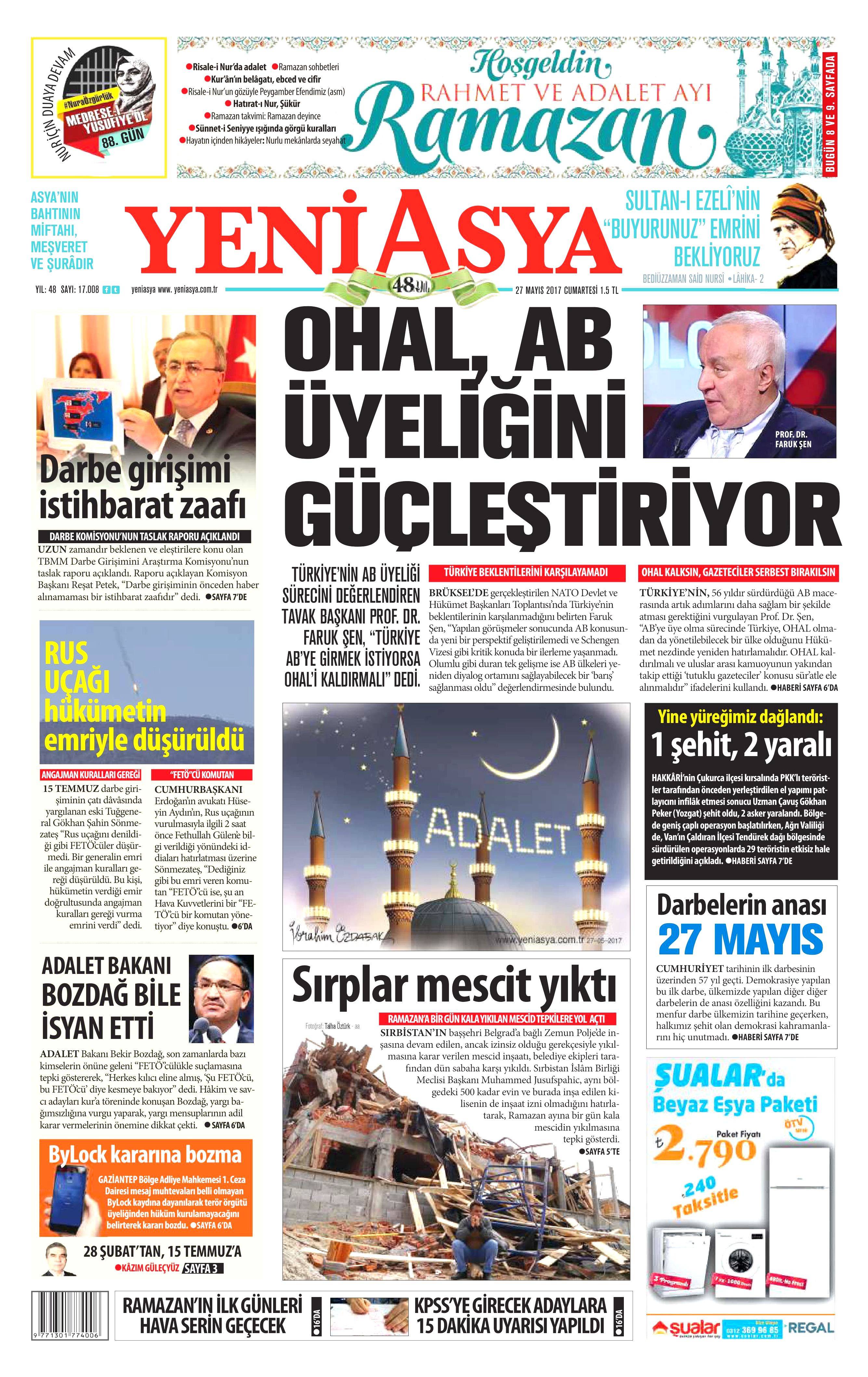 27 Mayıs 2017 Cumartesi gazete manşetleri - 23