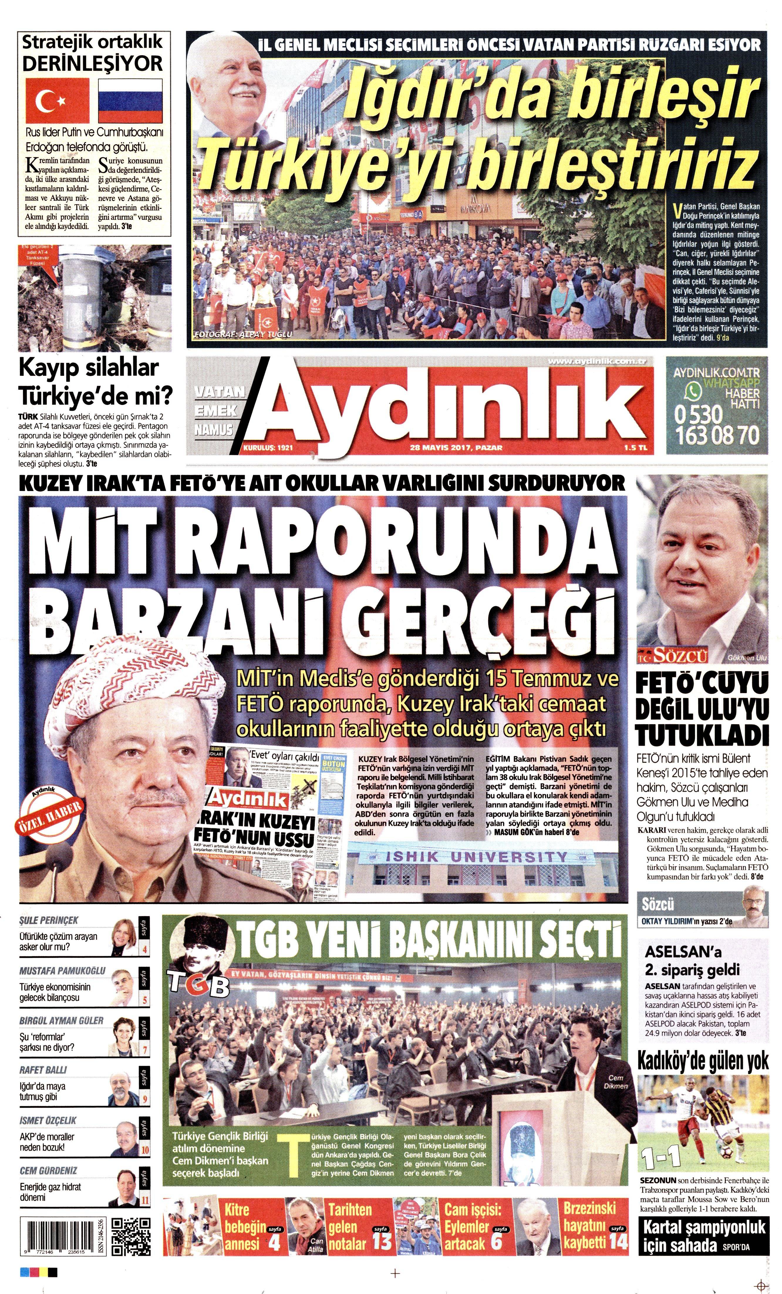 28 Mayıs 2017 Pazar gazete manşetleri - 3