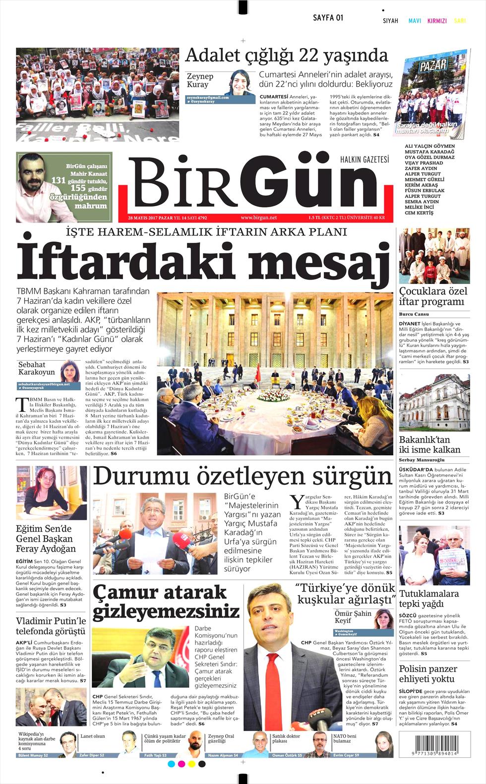 28 Mayıs 2017 Pazar gazete manşetleri - 4