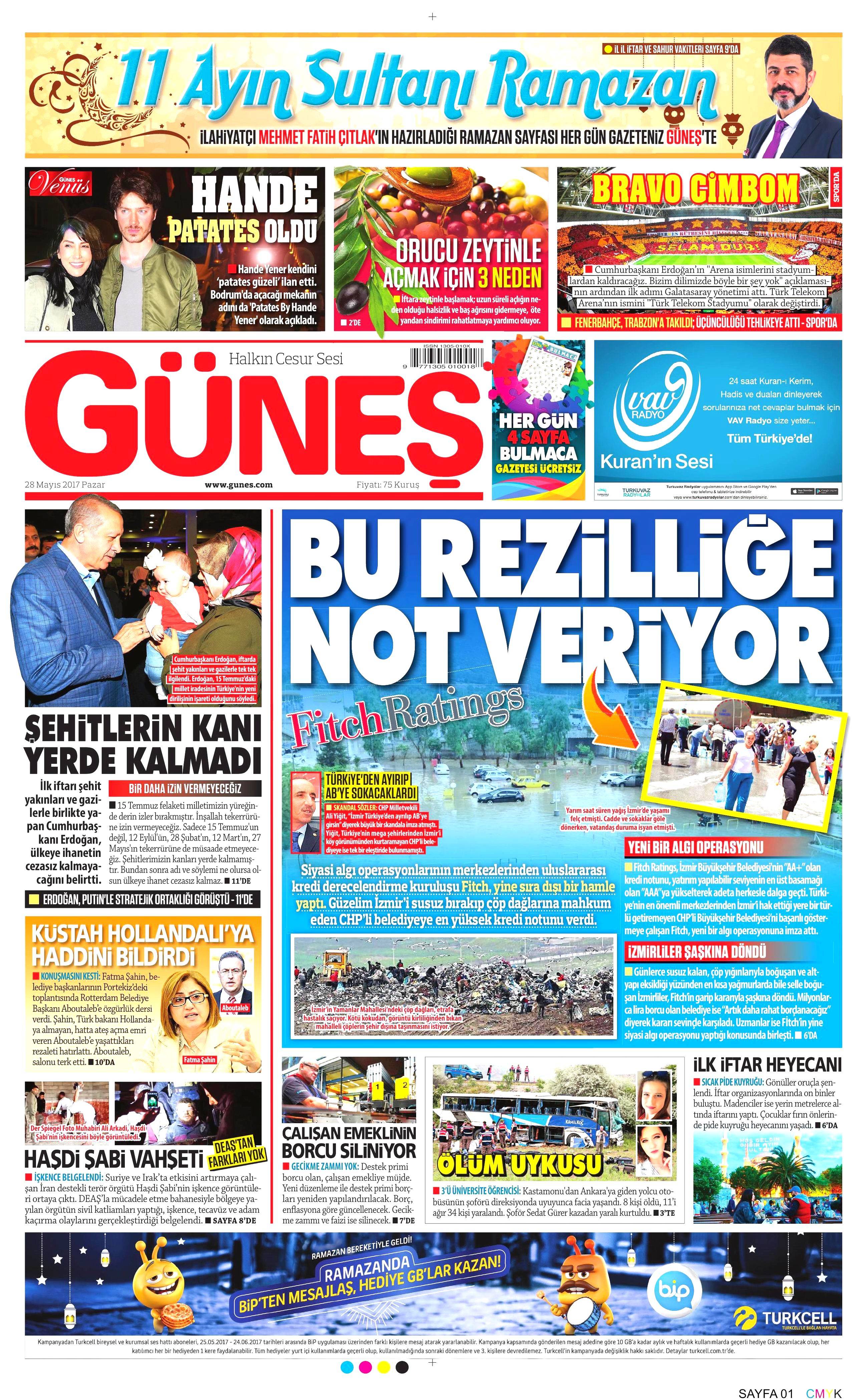 28 Mayıs 2017 Pazar gazete manşetleri - 8