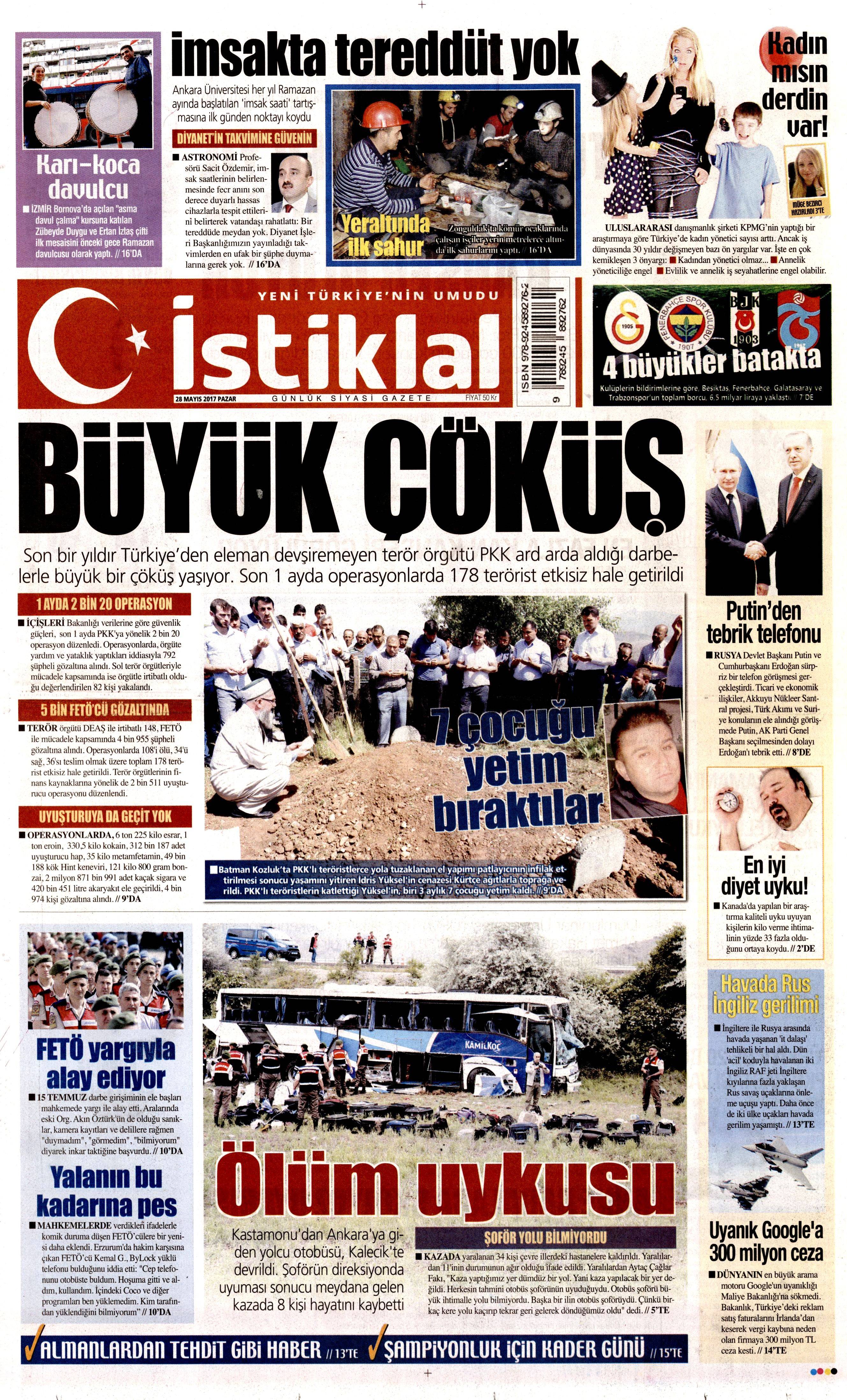 28 Mayıs 2017 Pazar gazete manşetleri - 11