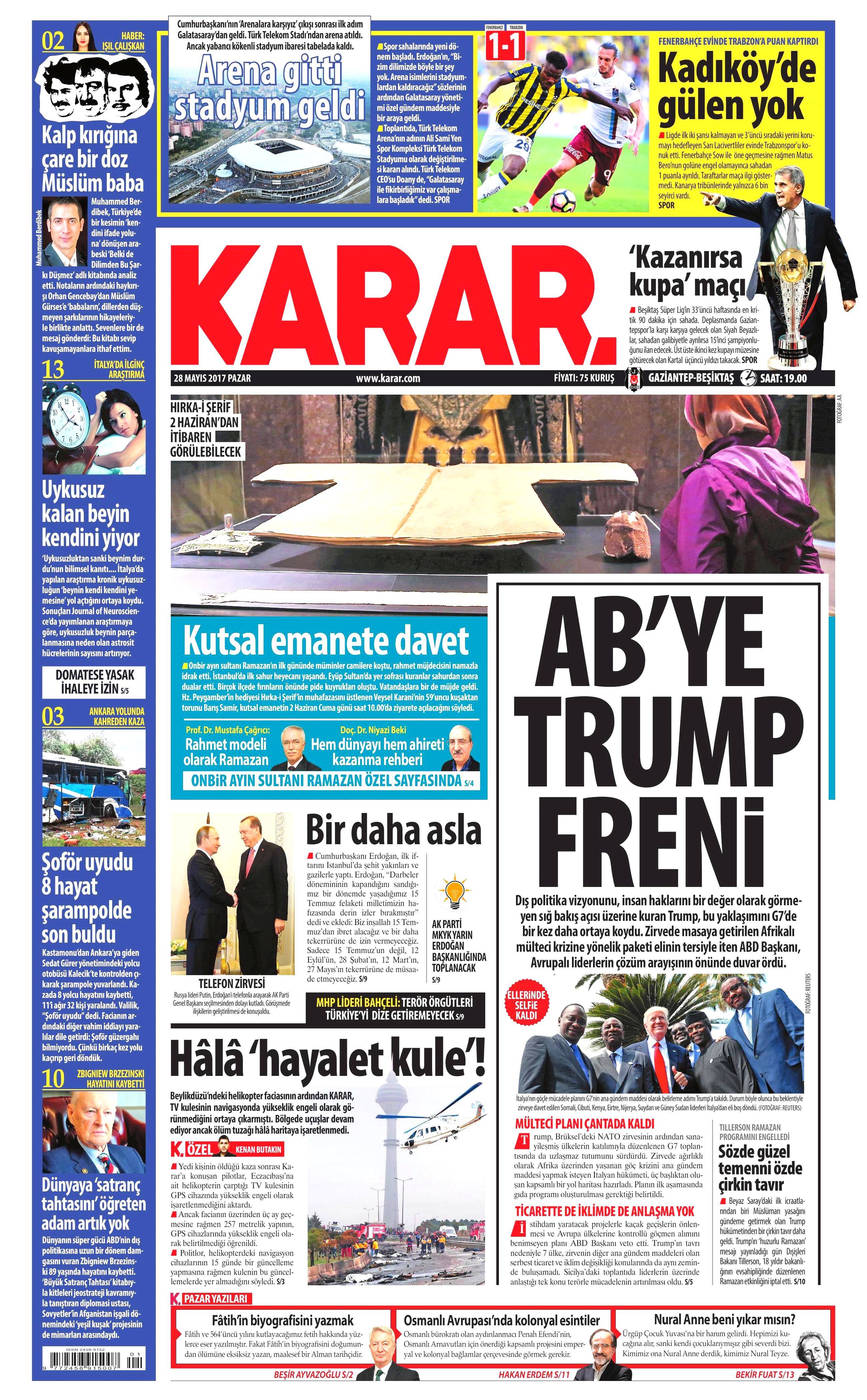 28 Mayıs 2017 Pazar gazete manşetleri - 12