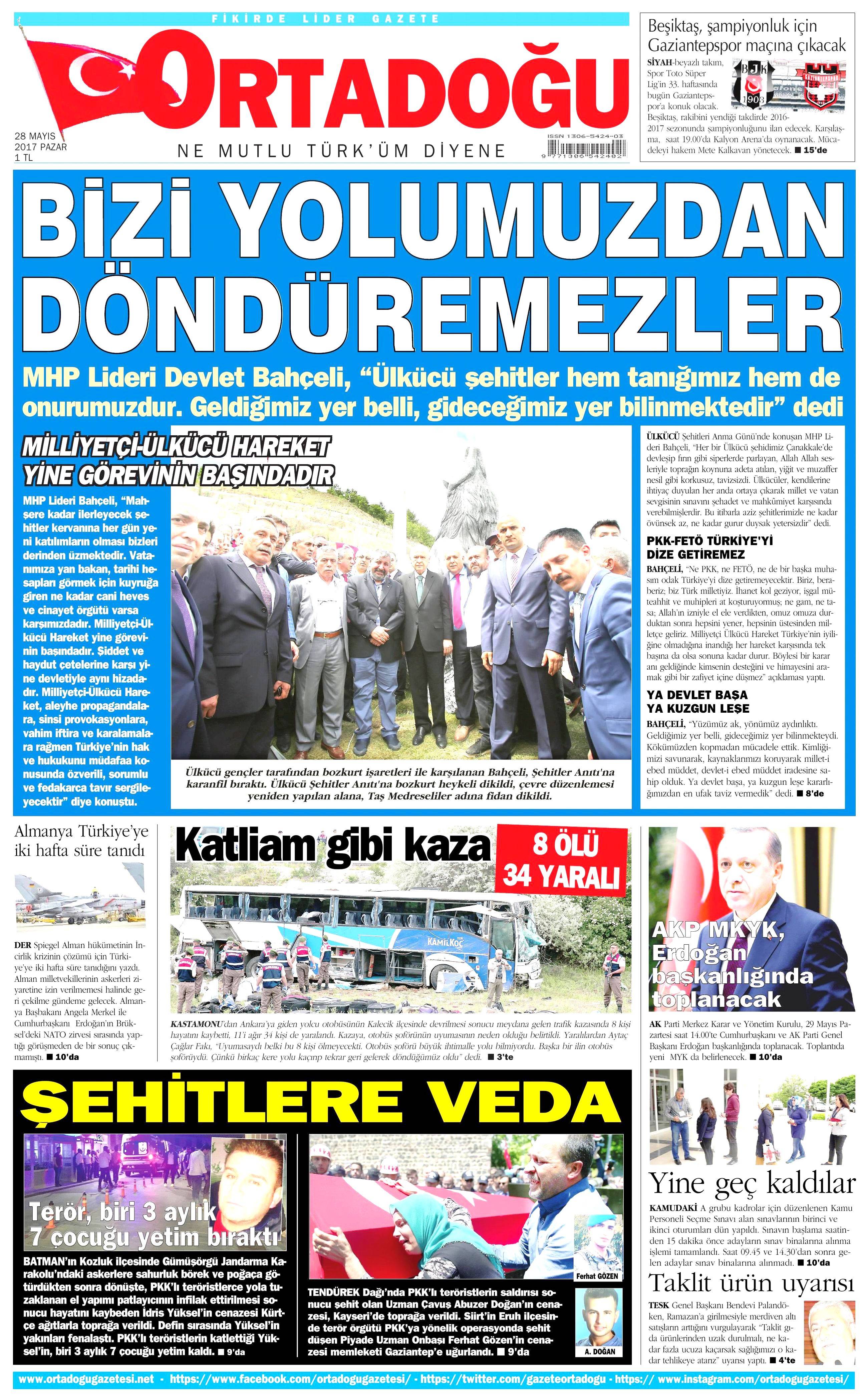 28 Mayıs 2017 Pazar gazete manşetleri - 16