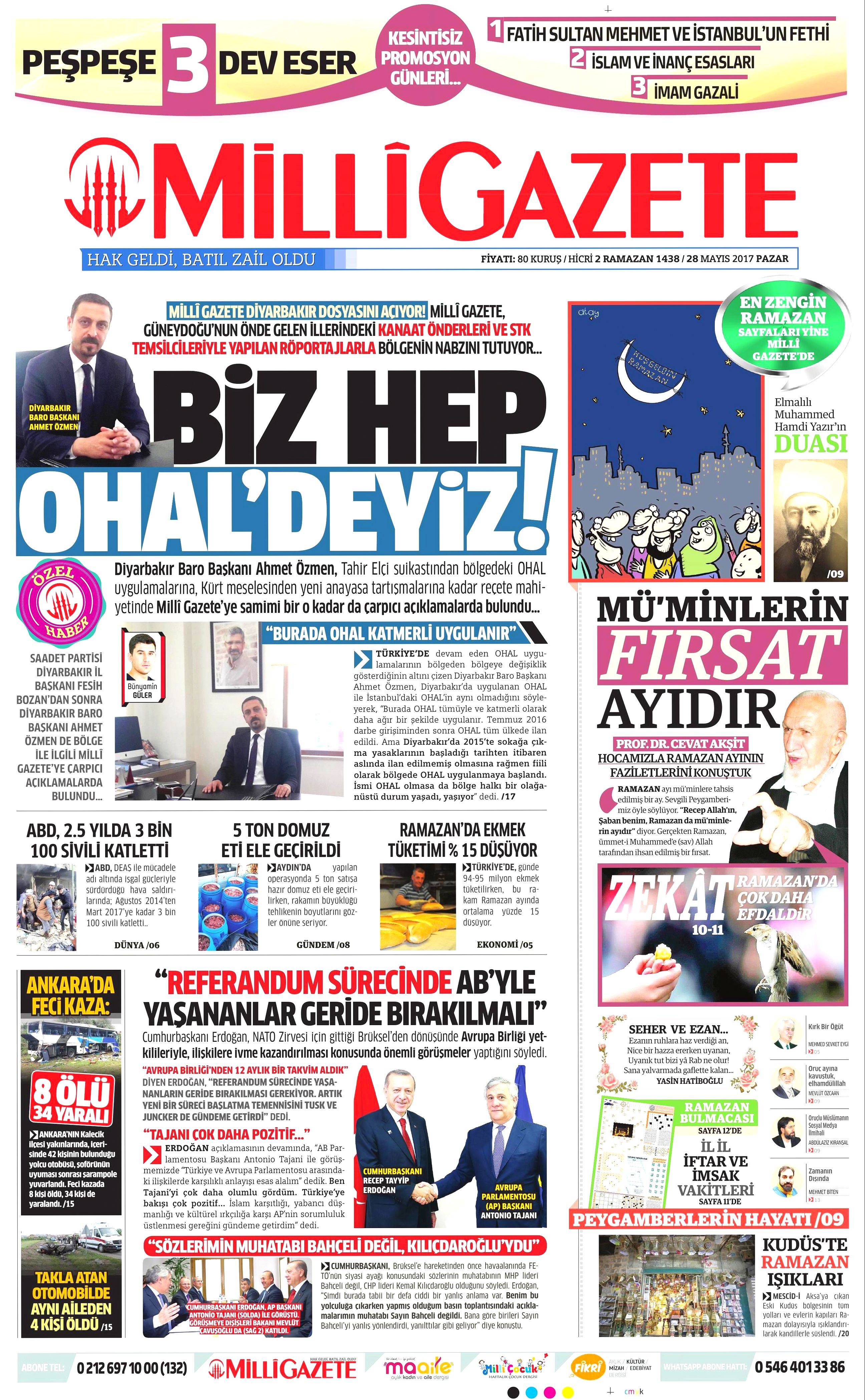 28 Mayıs 2017 Pazar gazete manşetleri - 14