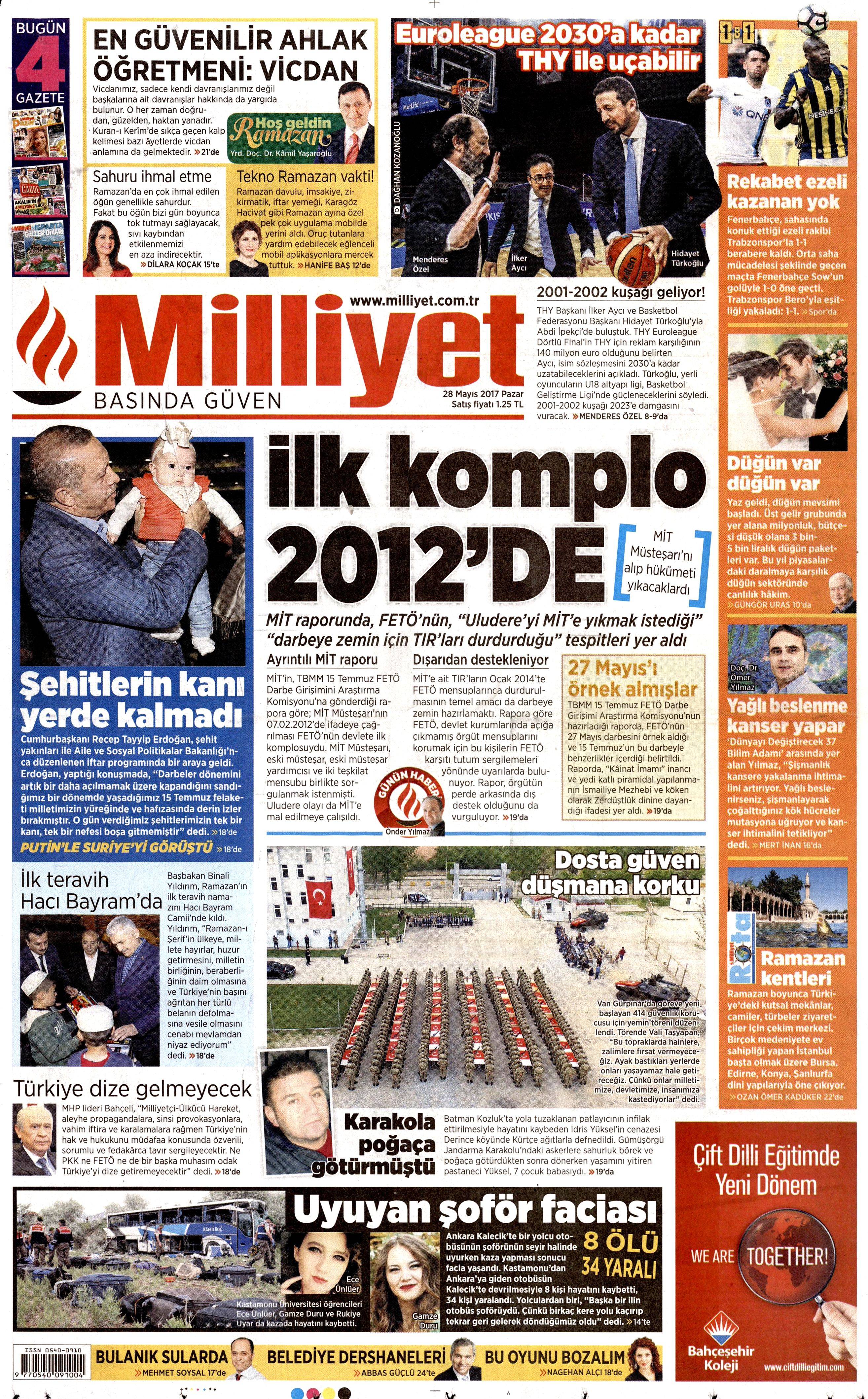 28 Mayıs 2017 Pazar gazete manşetleri - 15
